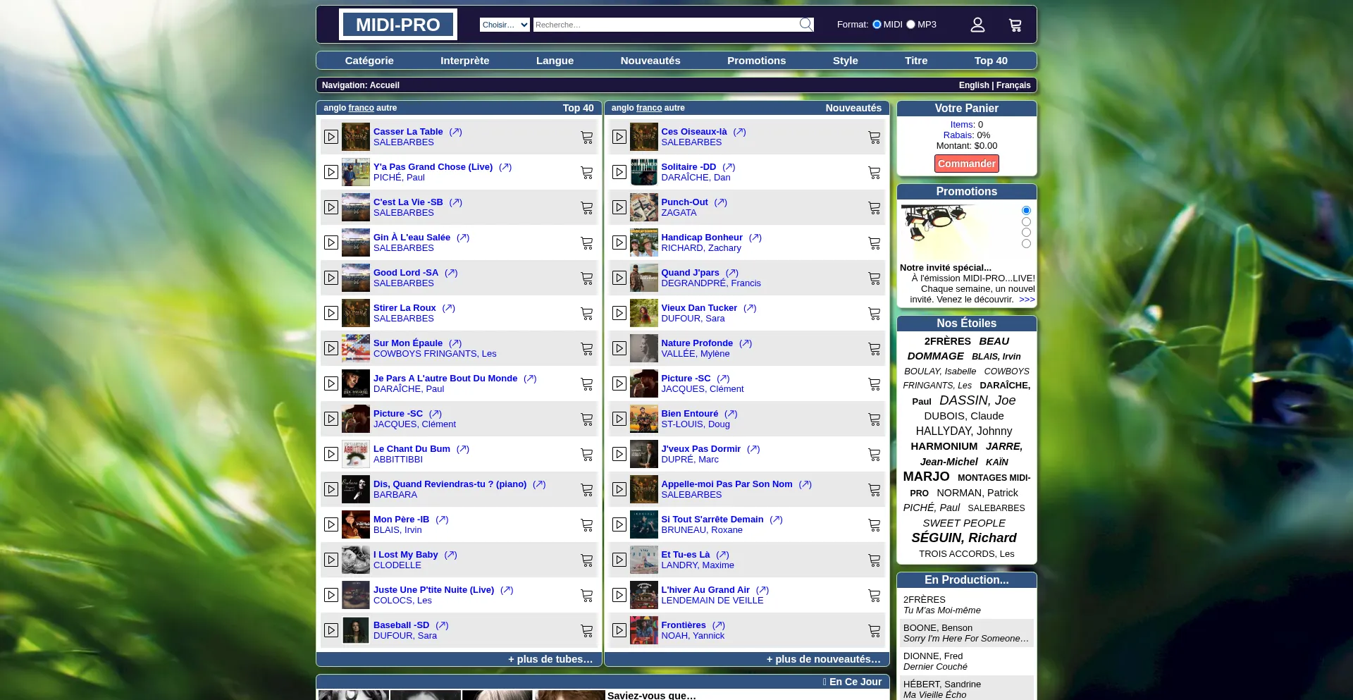 Website screenshot of Midi-pro.net