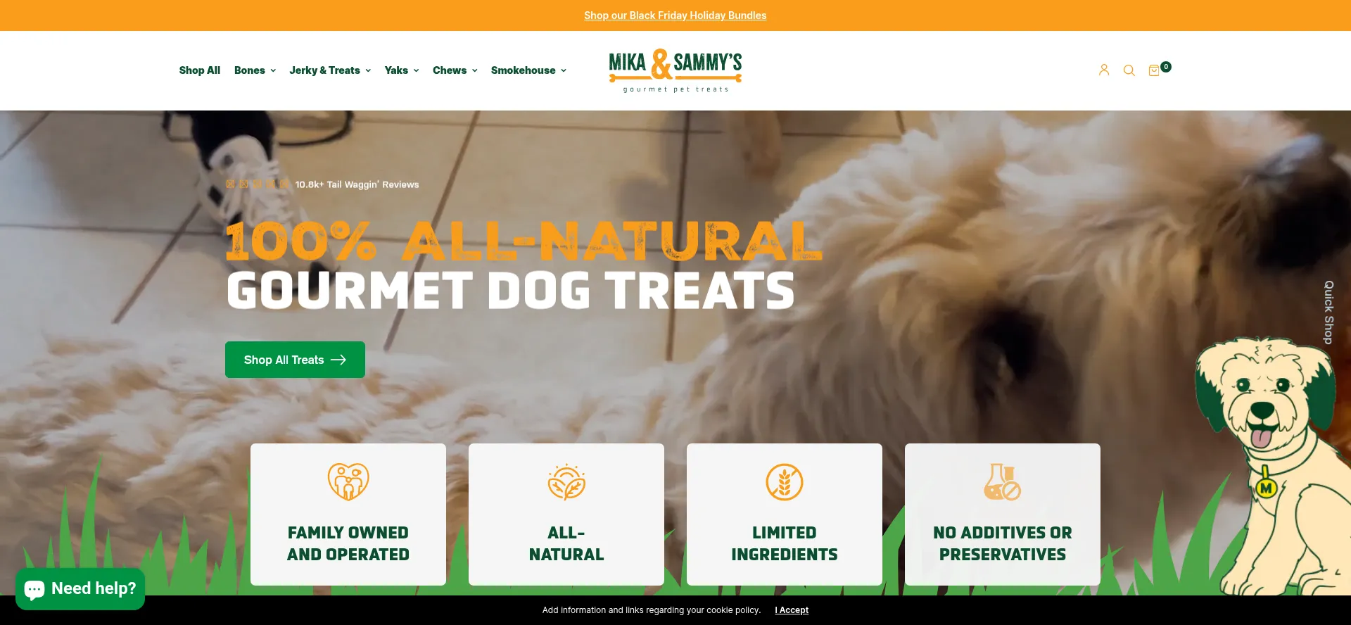 Website screenshot of Mikaandsammys.com