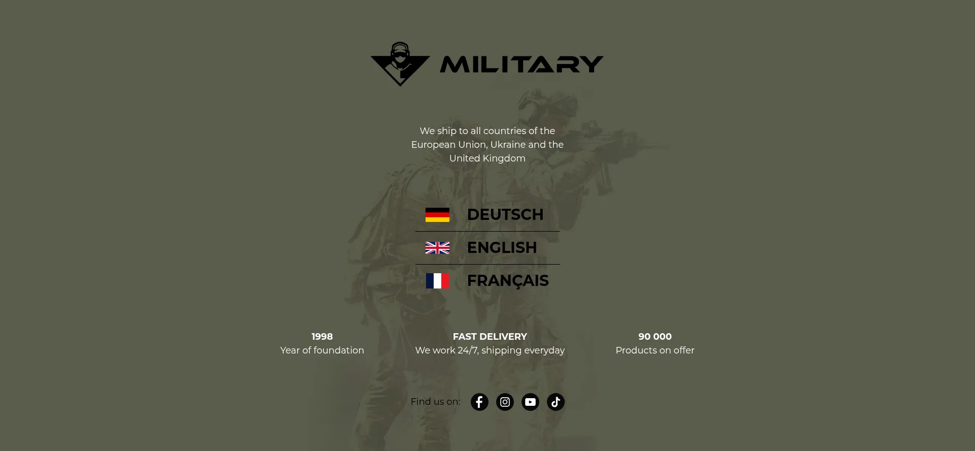Website screenshot of Military.eu