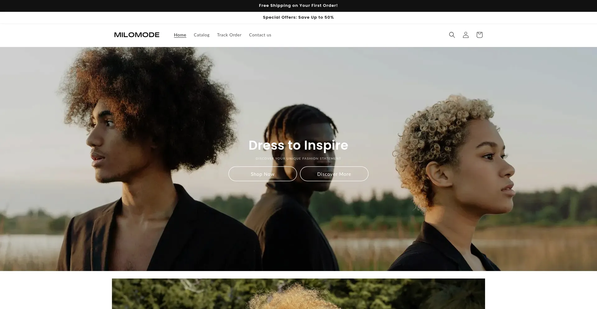 Website screenshot of Milomode.com