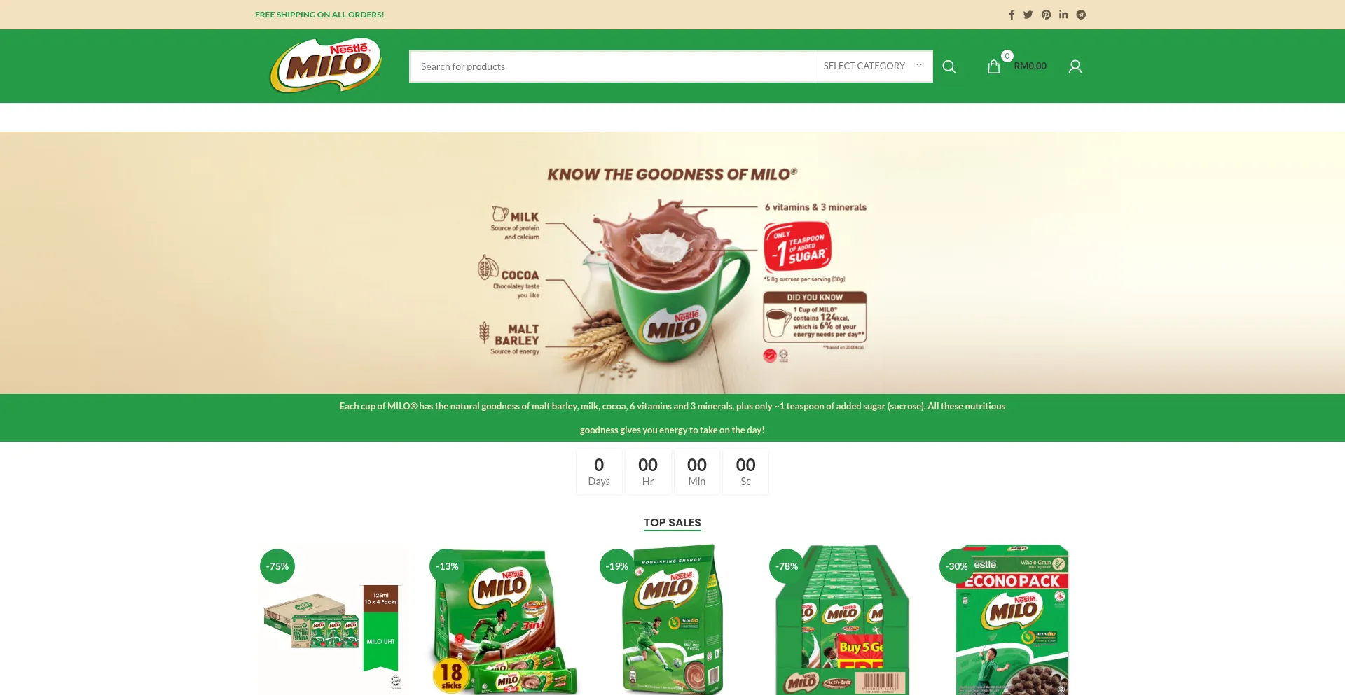 Website screenshot of Miloshop.online