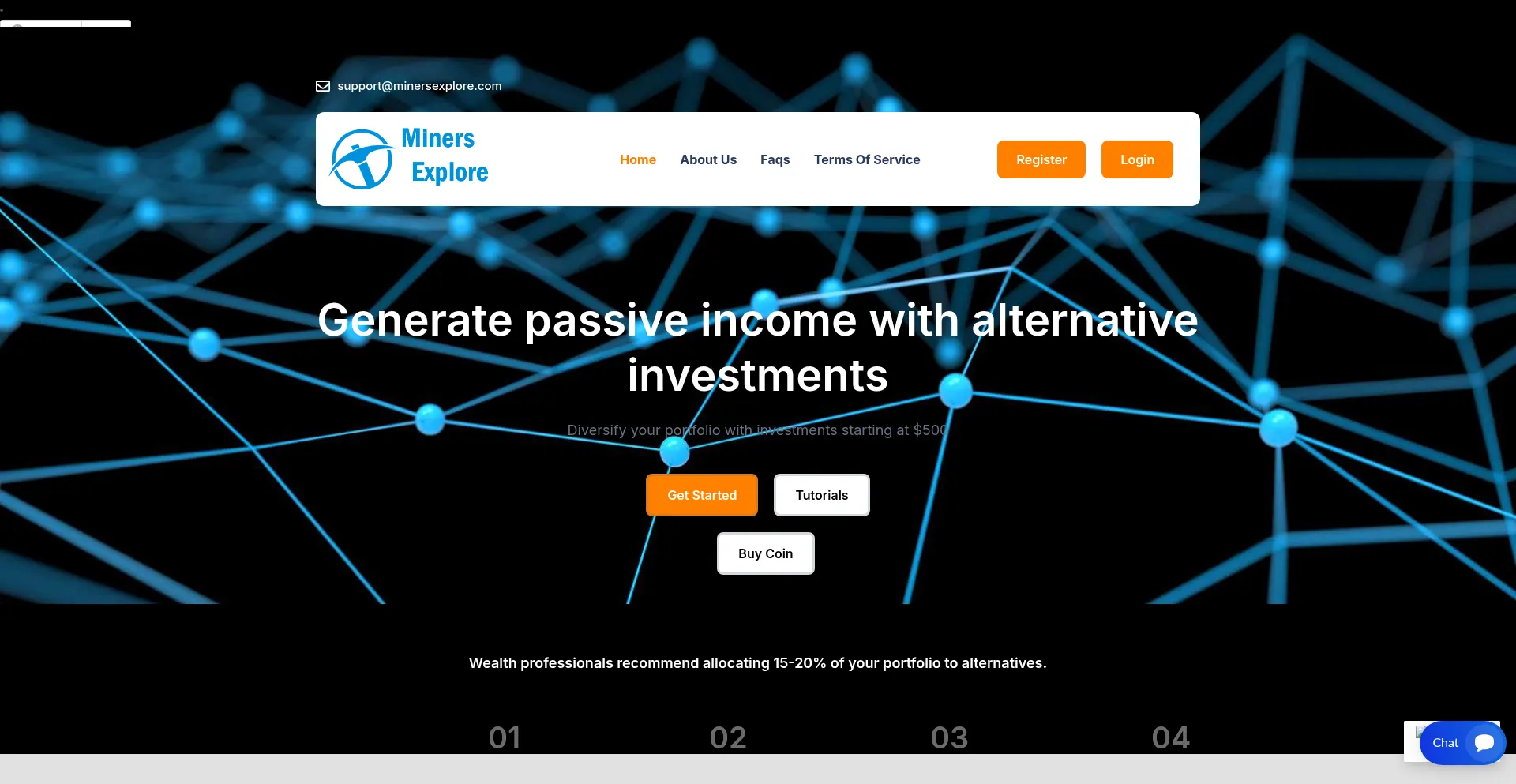 Website screenshot of Minersexplore.com