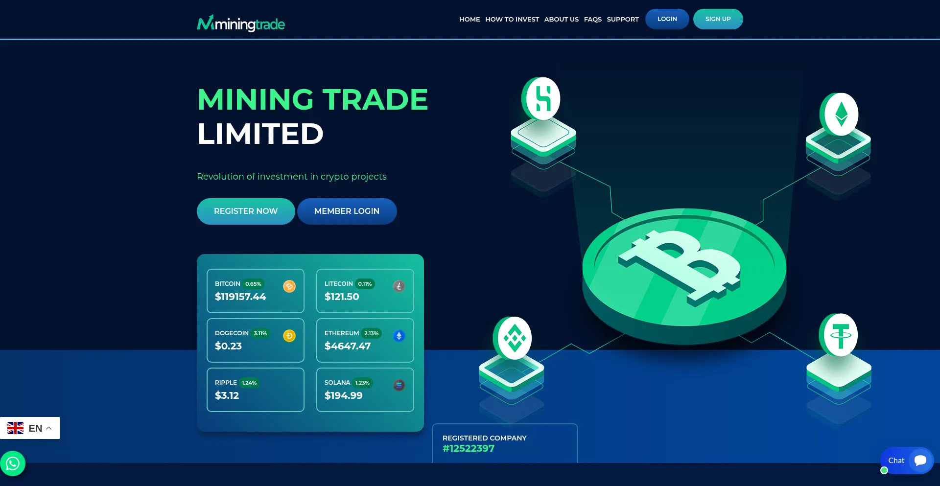 Website screenshot of Mining-trade.ltd