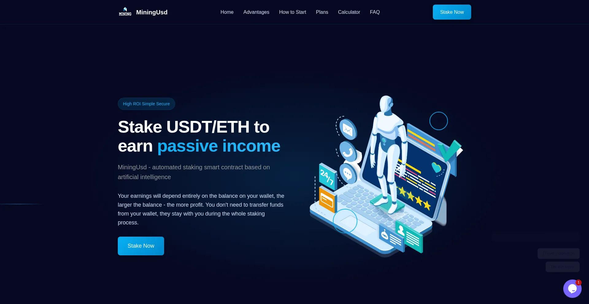 Website screenshot of Miningusd.com