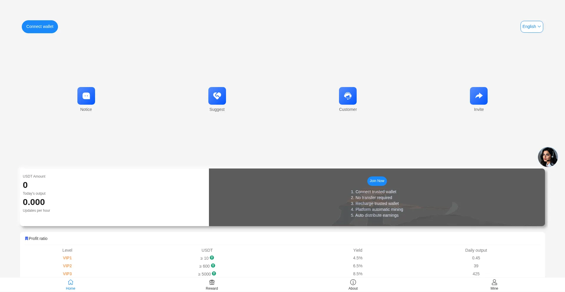 Website screenshot of Miningvip990.net