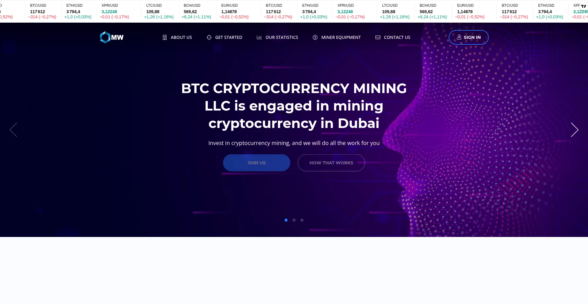 Website screenshot of Miningway.net