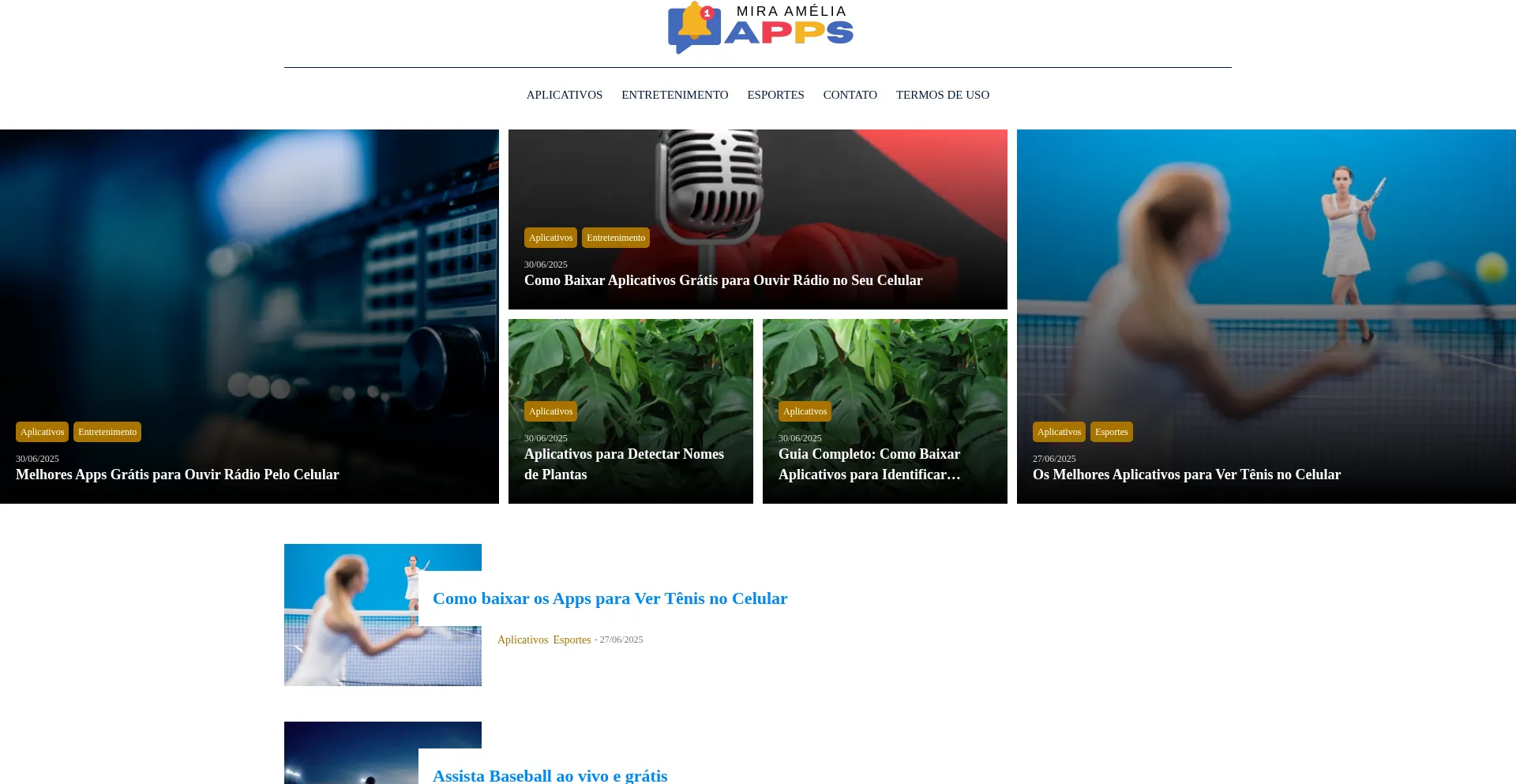 Website screenshot of Miraamelia.com.br