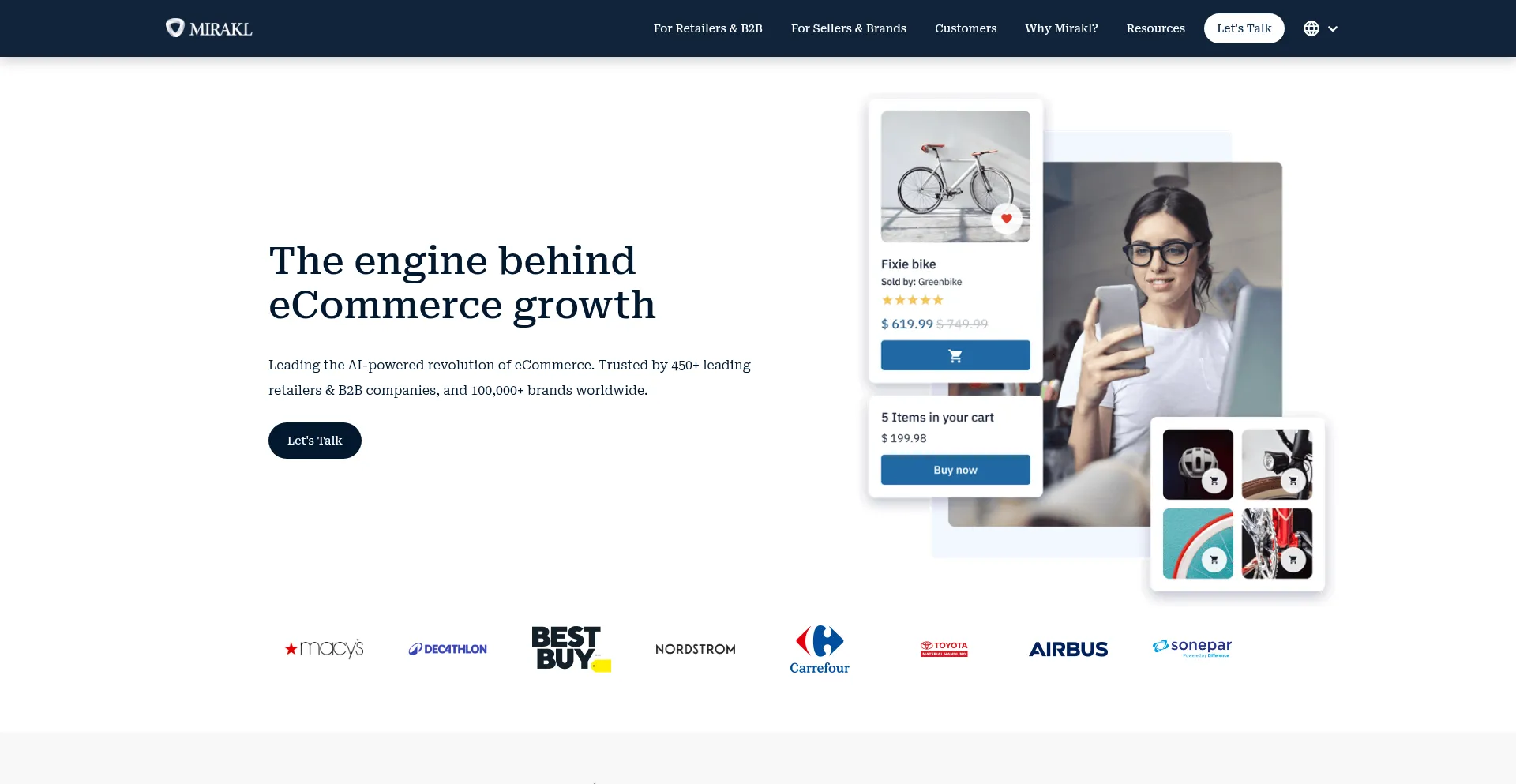 Website screenshot of Mirakl.com