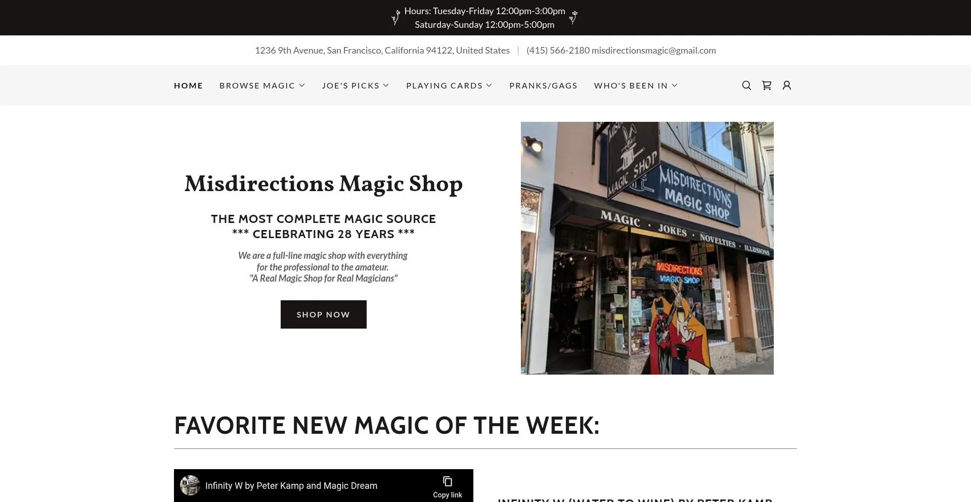 Website screenshot of Misdirections.com