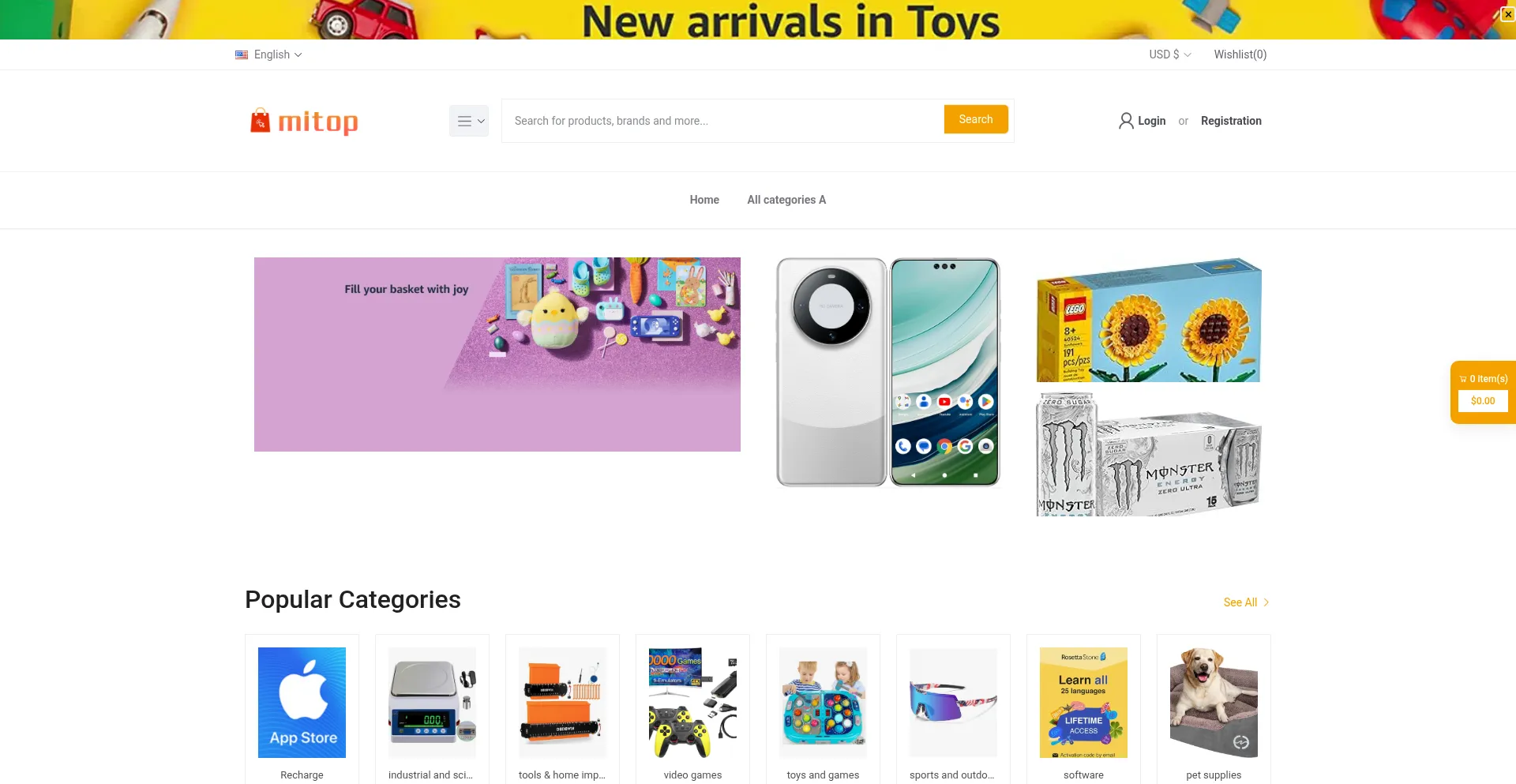 Website screenshot of Mitop.net