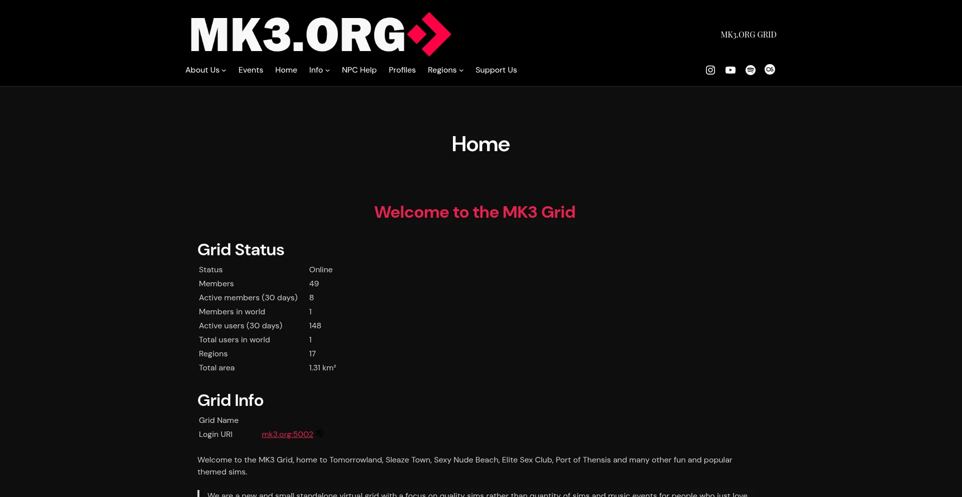 Website screenshot of Mk3.org