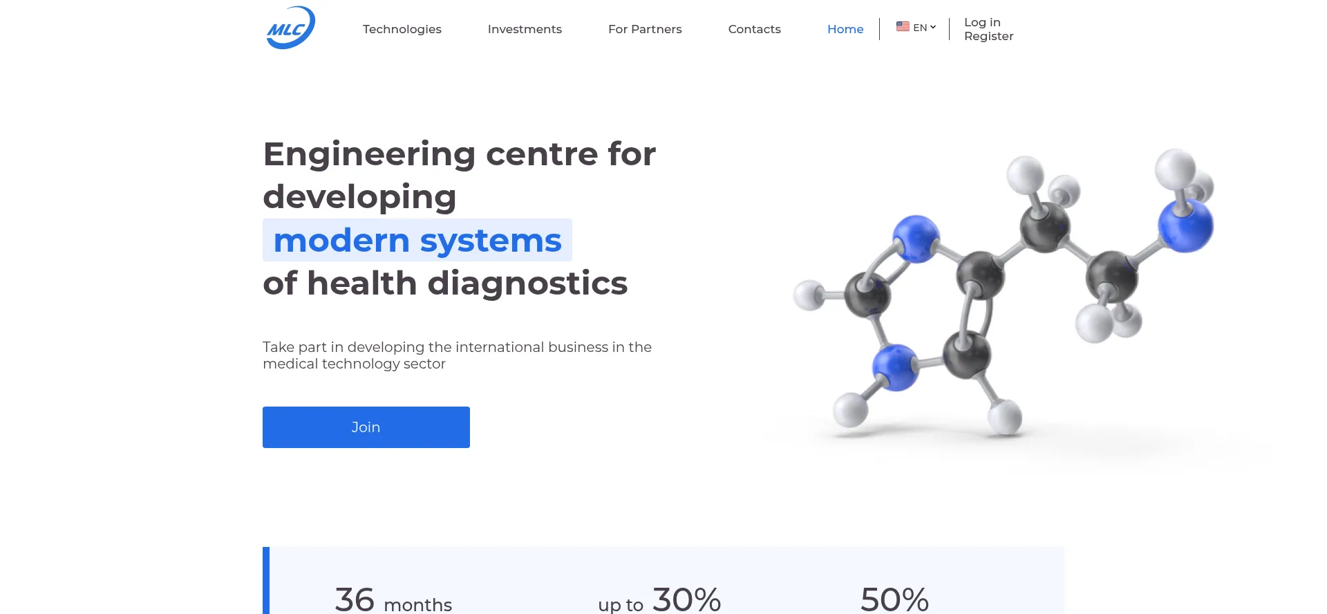 Website screenshot of Mlc.health