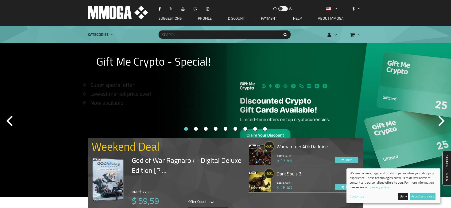 Website screenshot of Mmoga.com