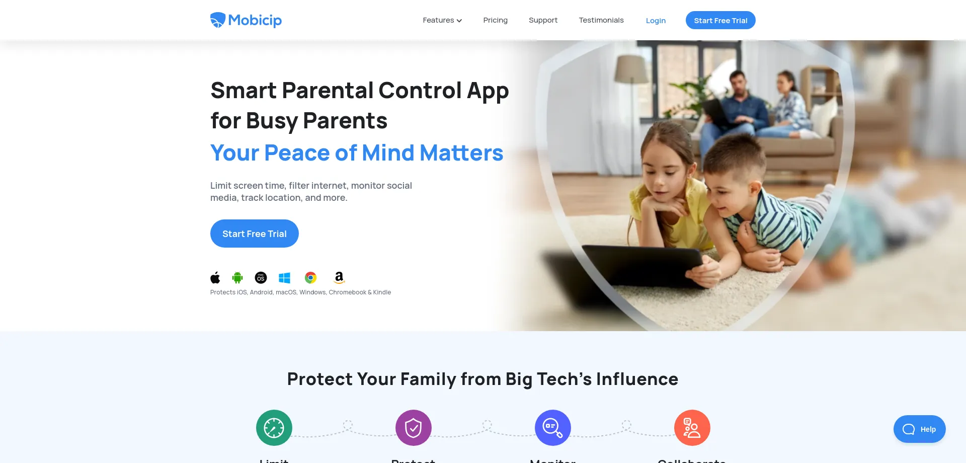Website screenshot of Mobicip.com