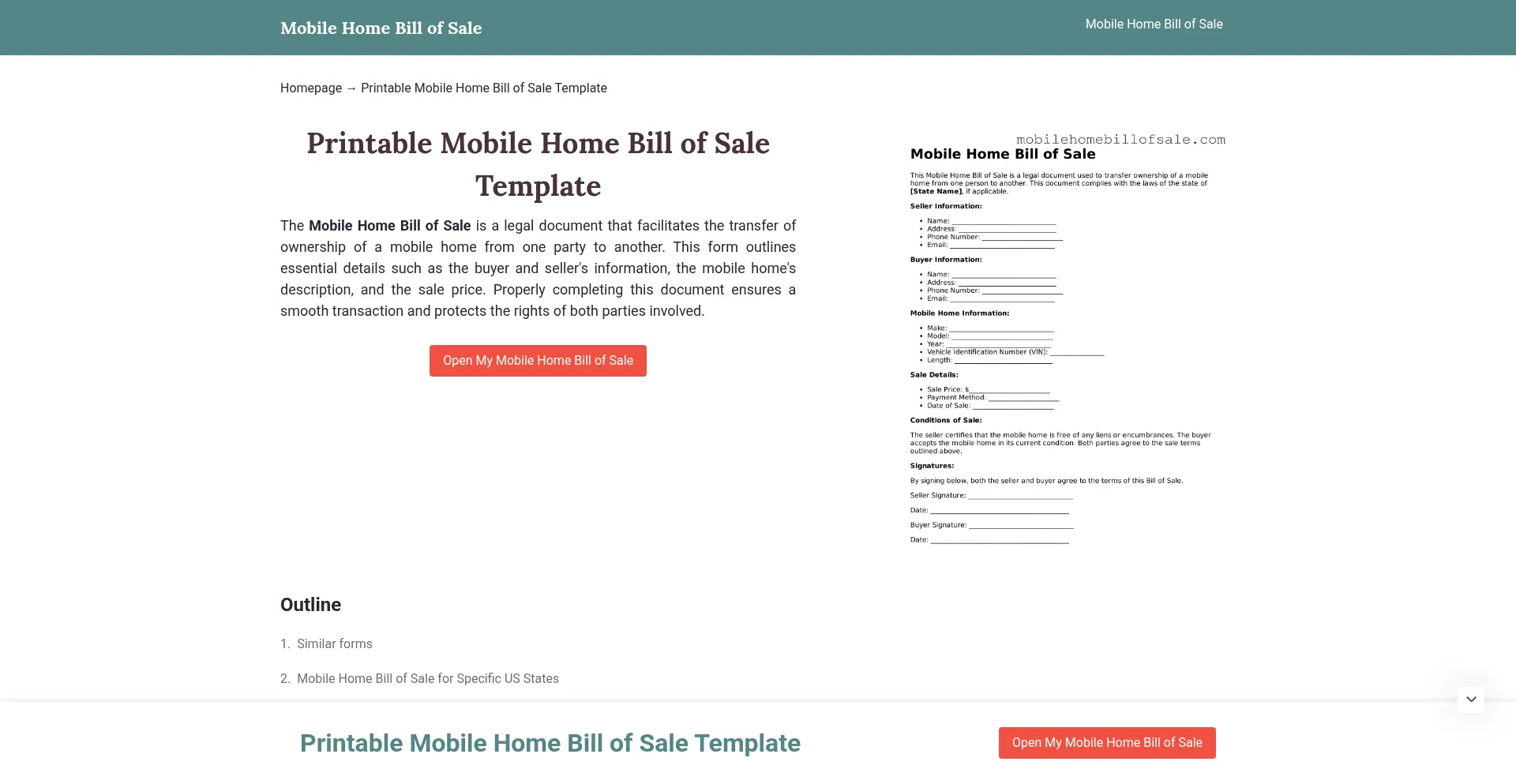 Mobilehomebillofsale.com