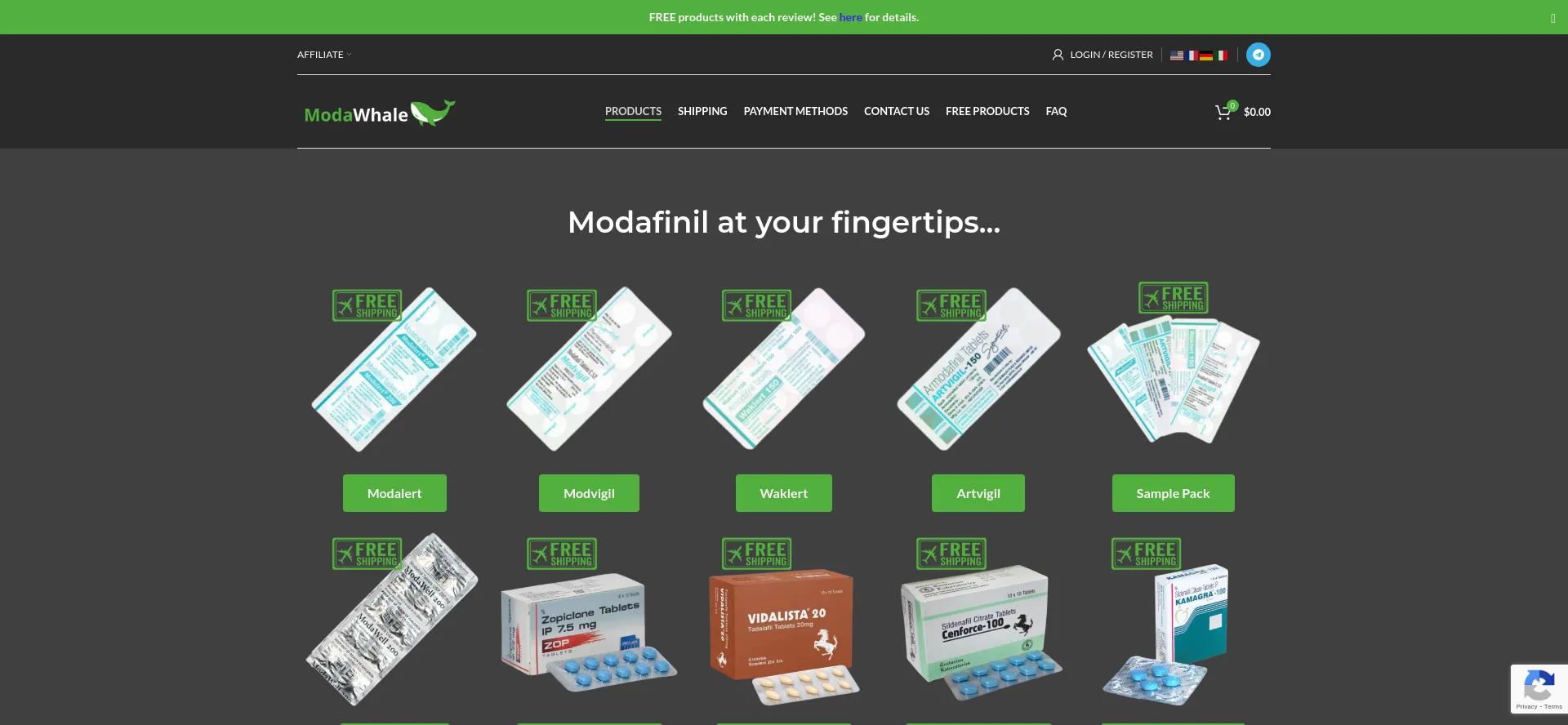 Website screenshot of Modawhale.to