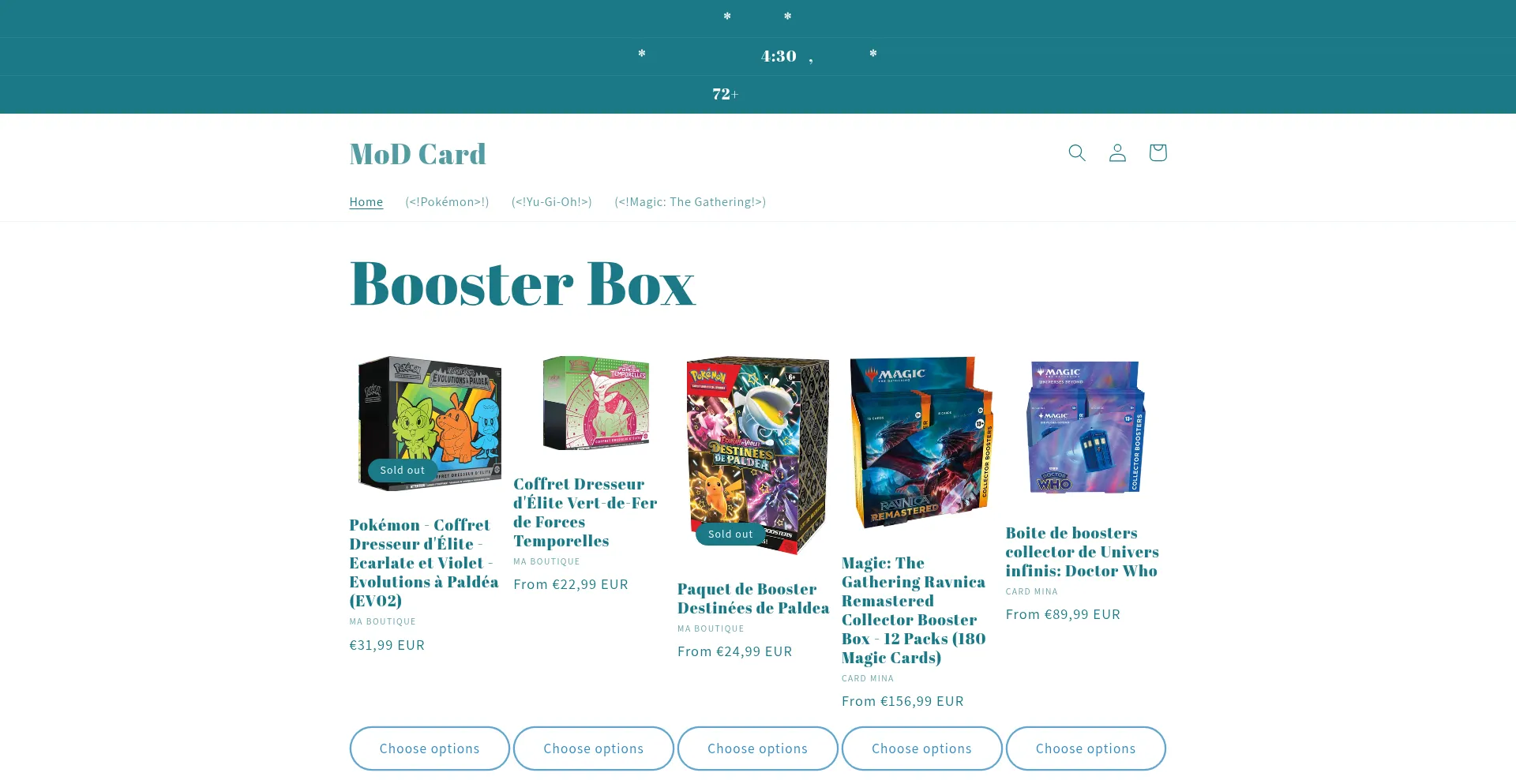 Website screenshot of Modcard.shop