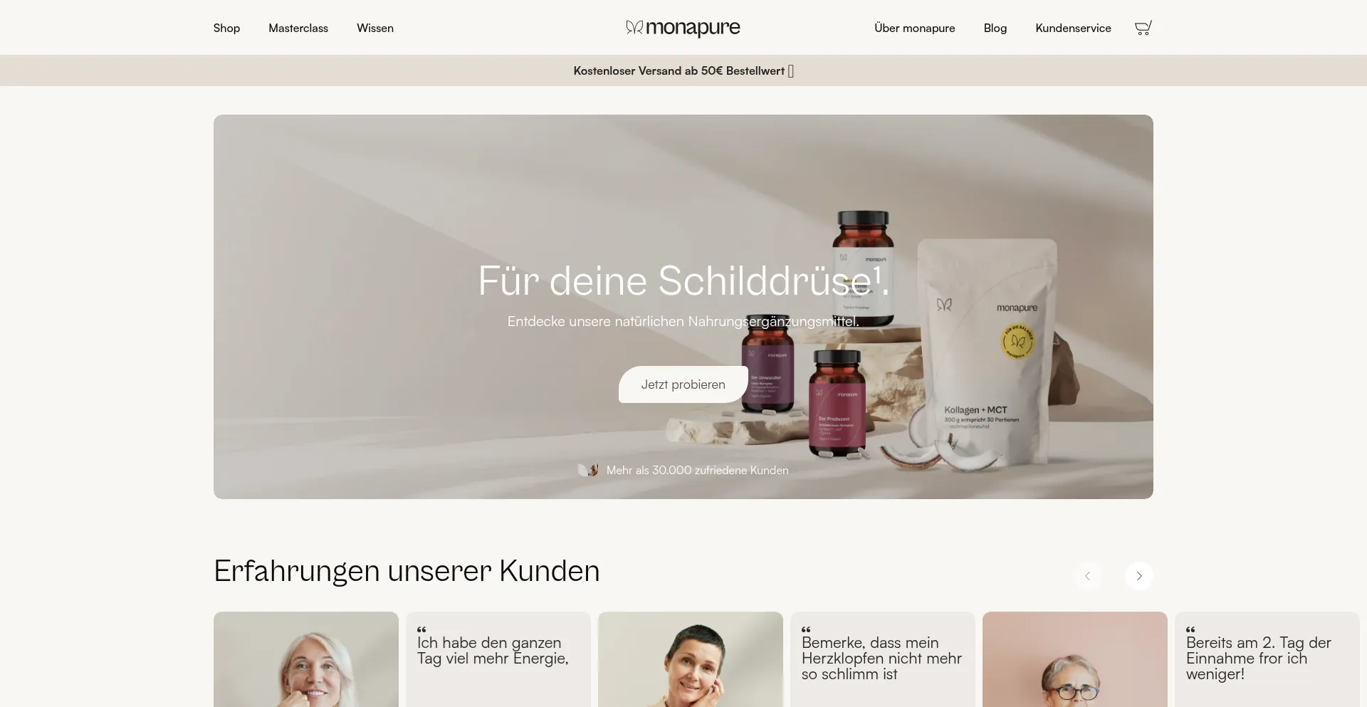 Website screenshot of Monapure.fr