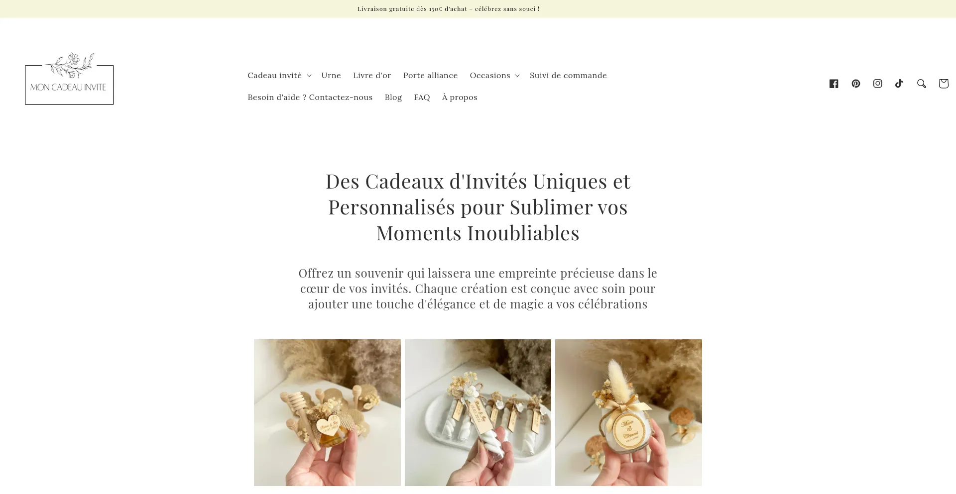 Website screenshot of Moncadeauinvite.fr