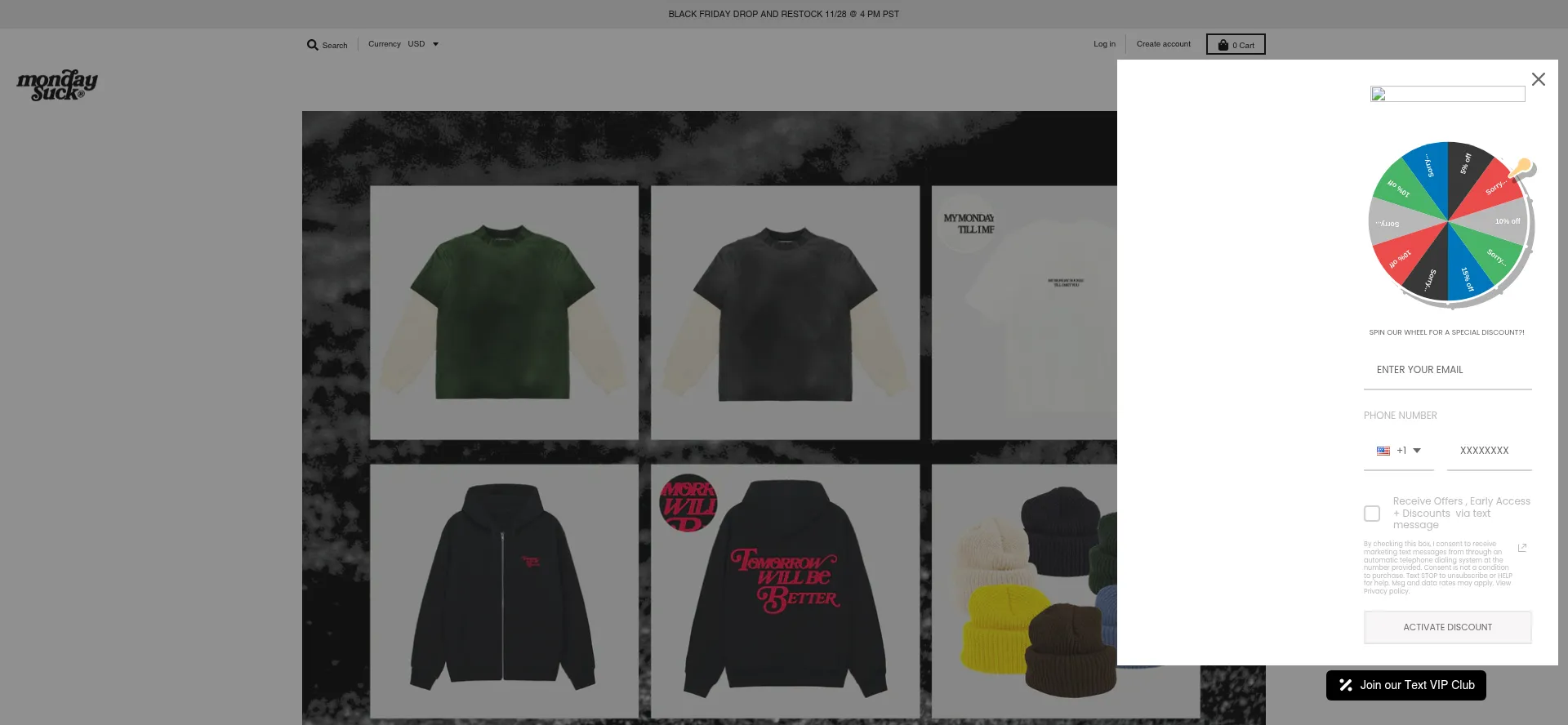 Website screenshot of Mondaysuck.com