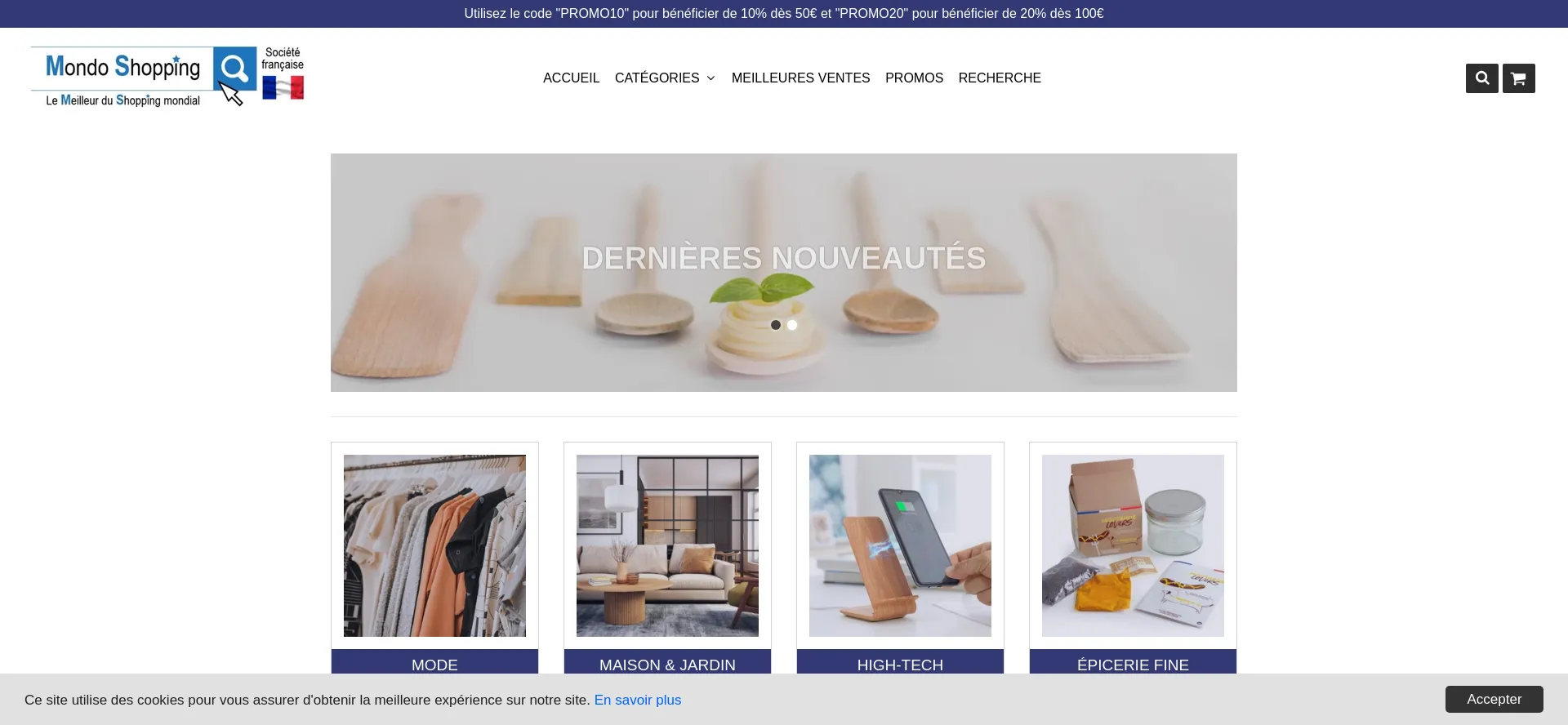Website screenshot of Mondo-shopping.com