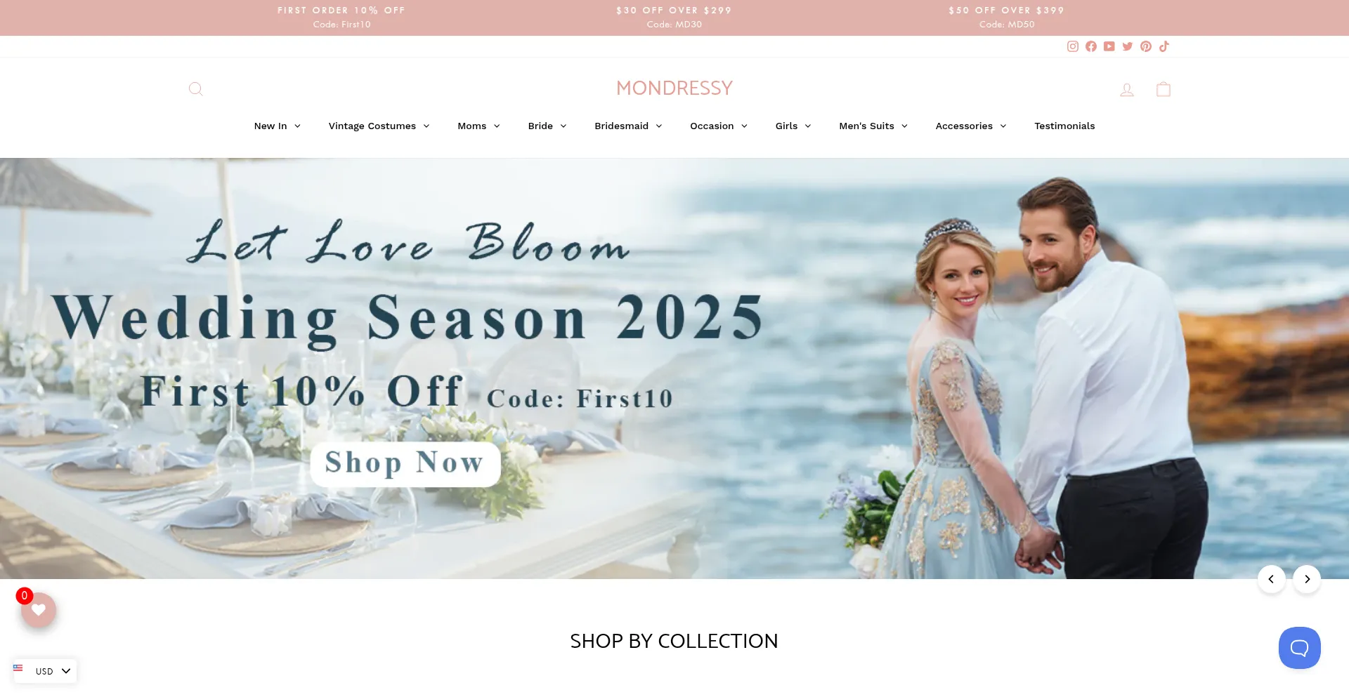 Website screenshot of Mondressy.com