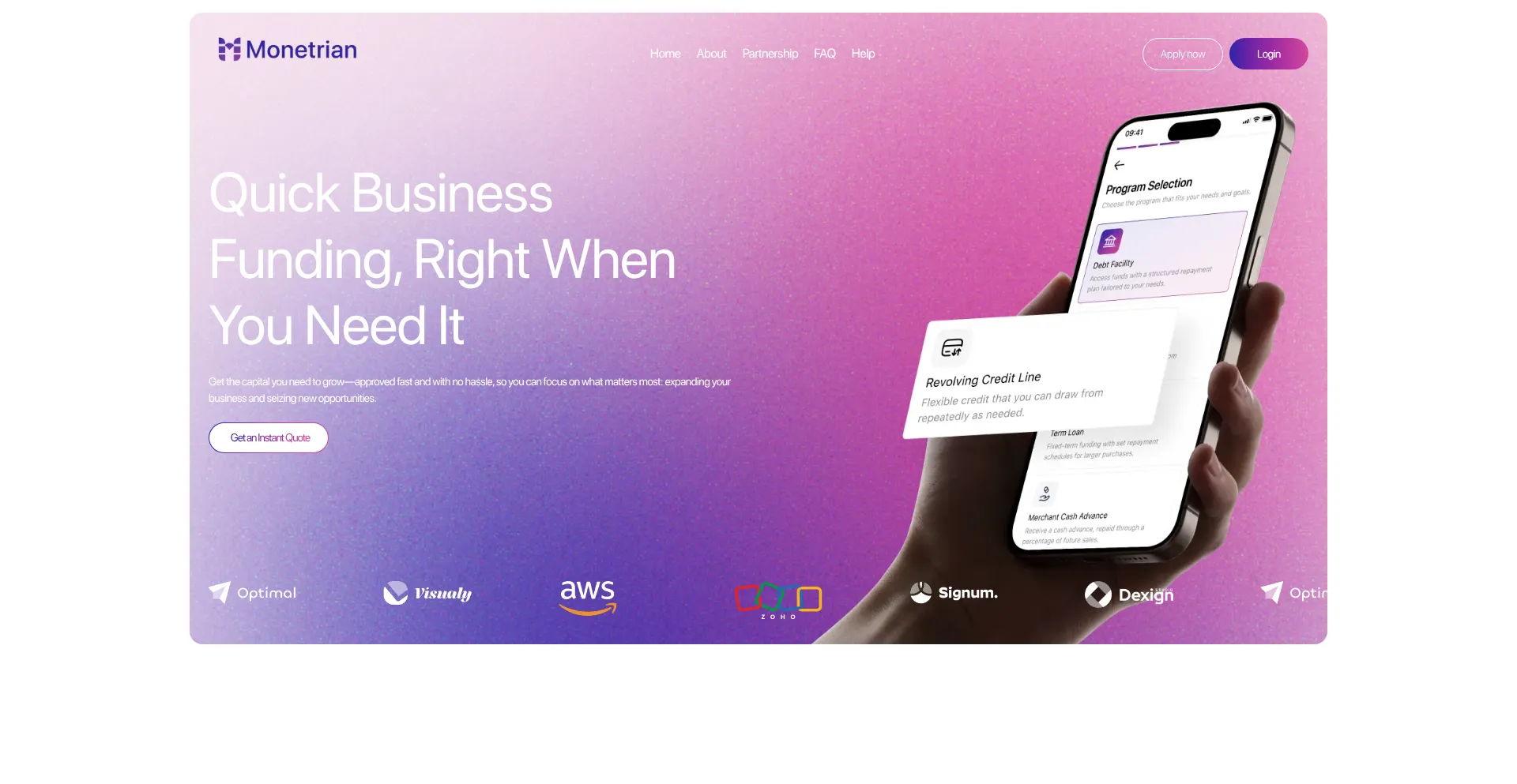 Website screenshot of Monetrian.com