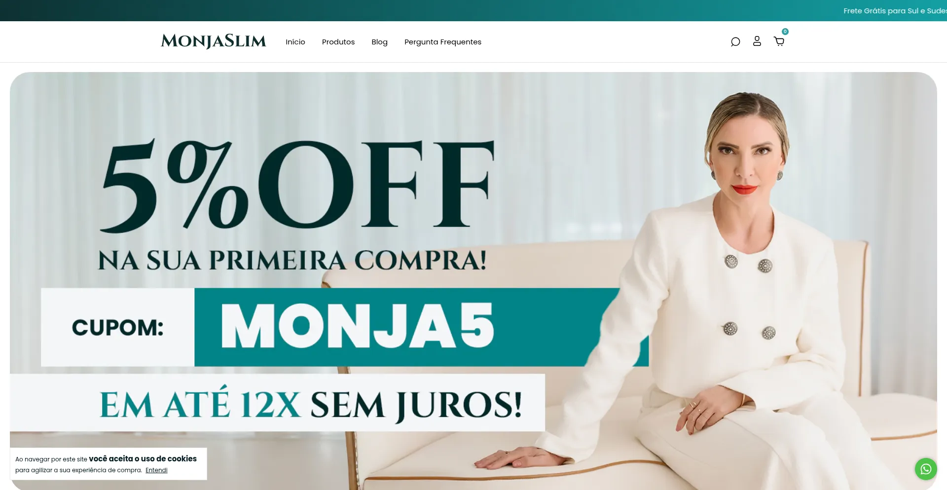 Website screenshot of Monjaslim.com.br