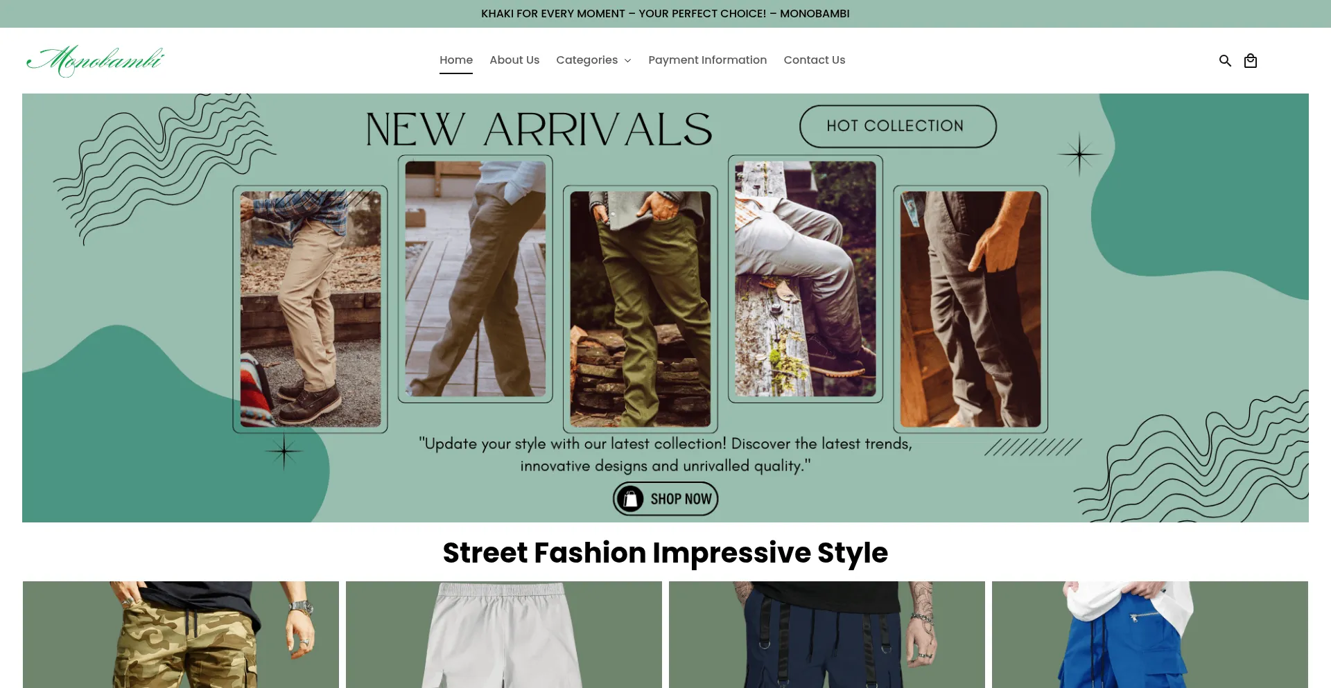 Website screenshot of Monobambi.store