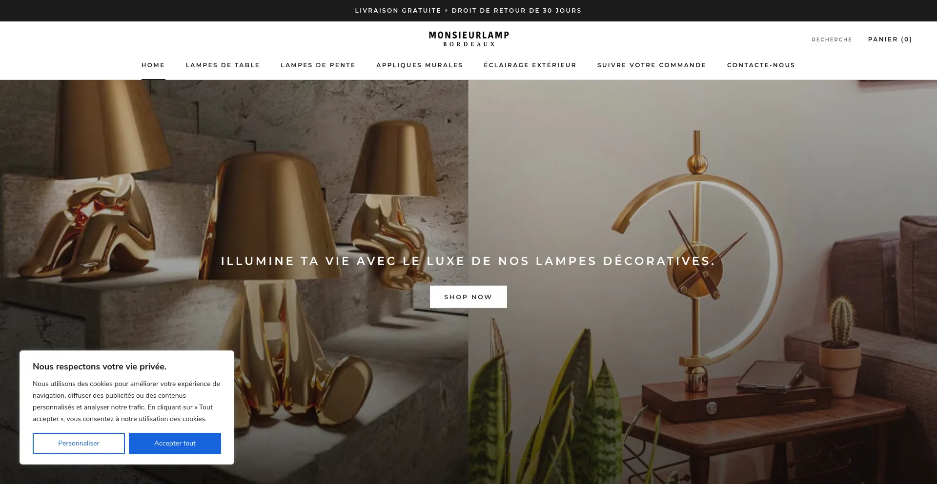 Website screenshot of Monsieurlamp.com