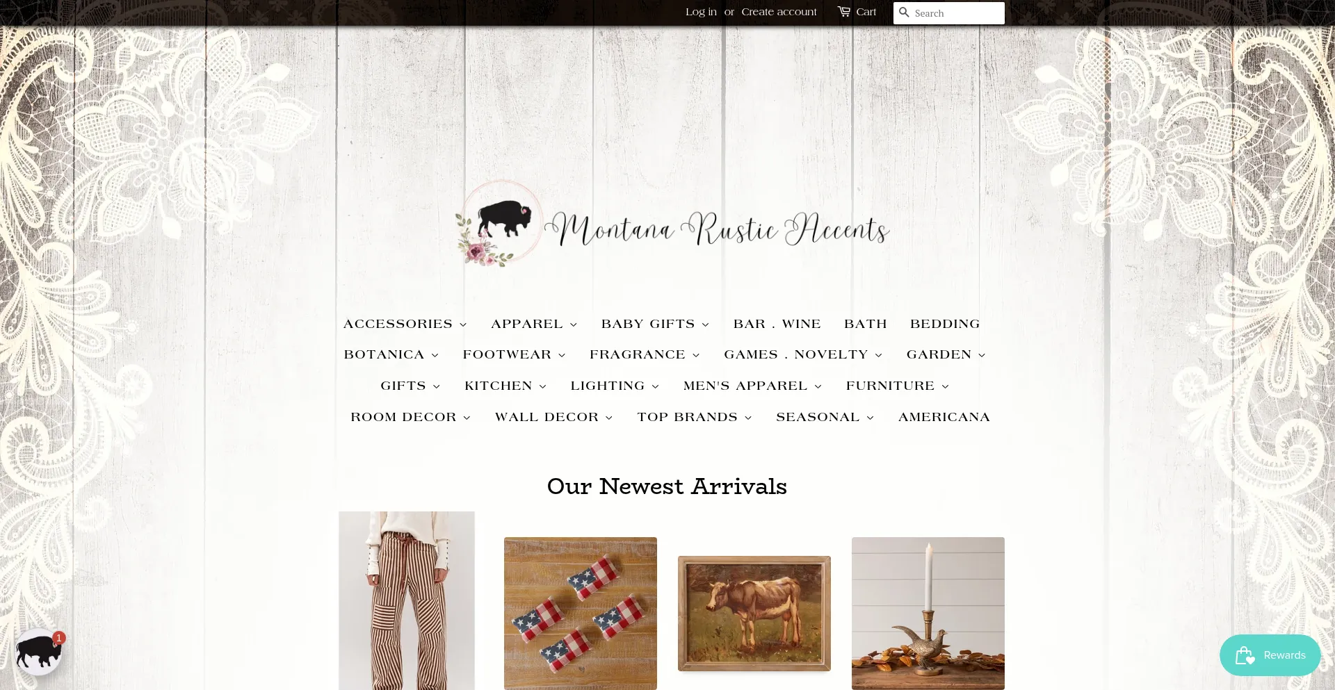 Website screenshot of Montanarusticaccents.com