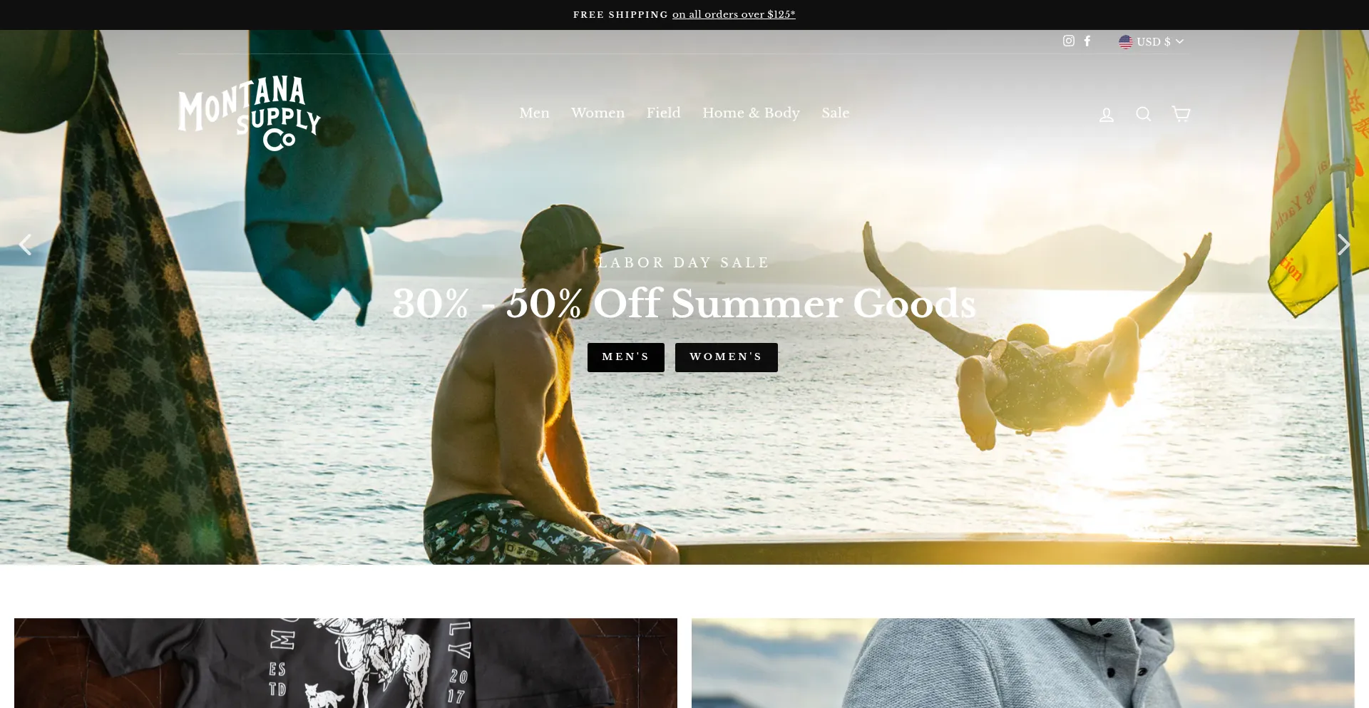 Website screenshot of Montanasupplyco.com