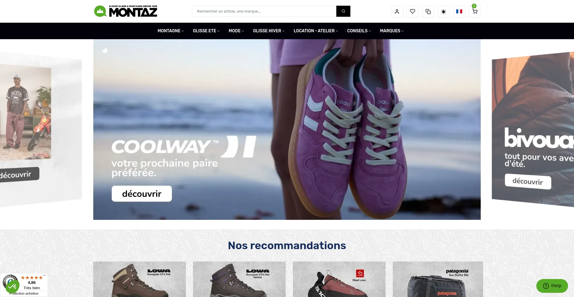 Website screenshot of Montaz.com