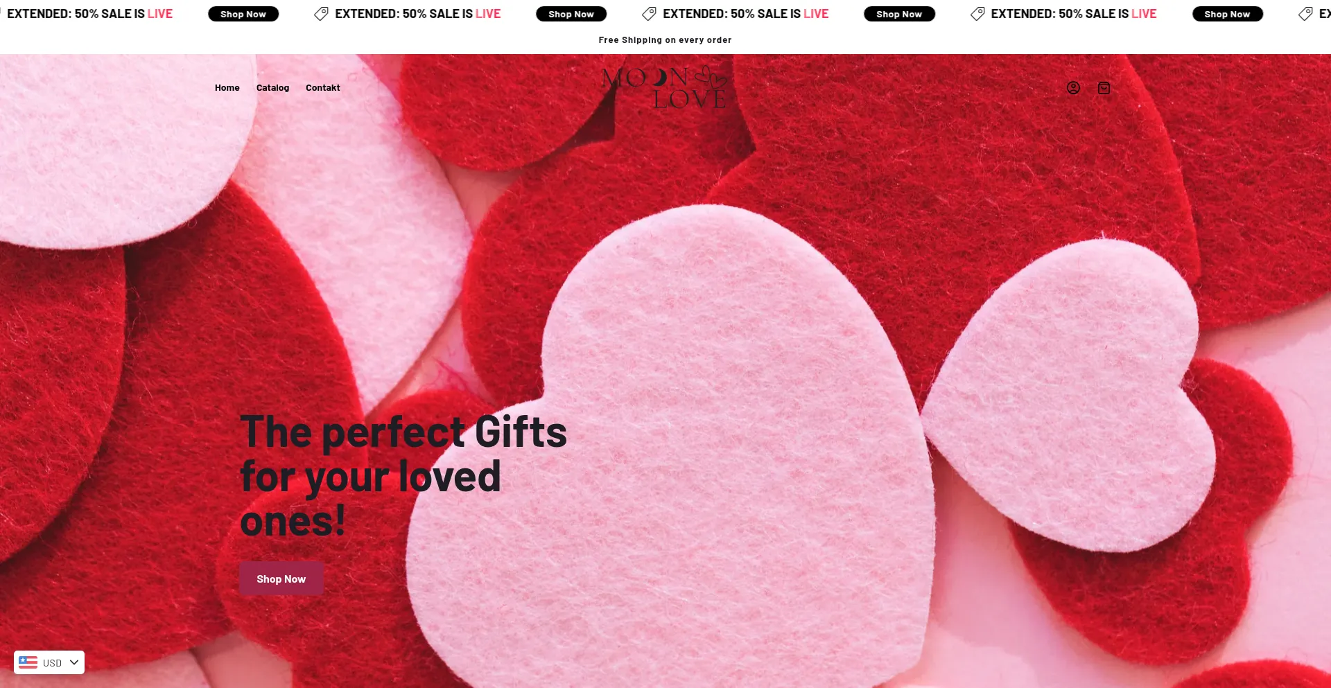 Website screenshot of Moon-love.shop