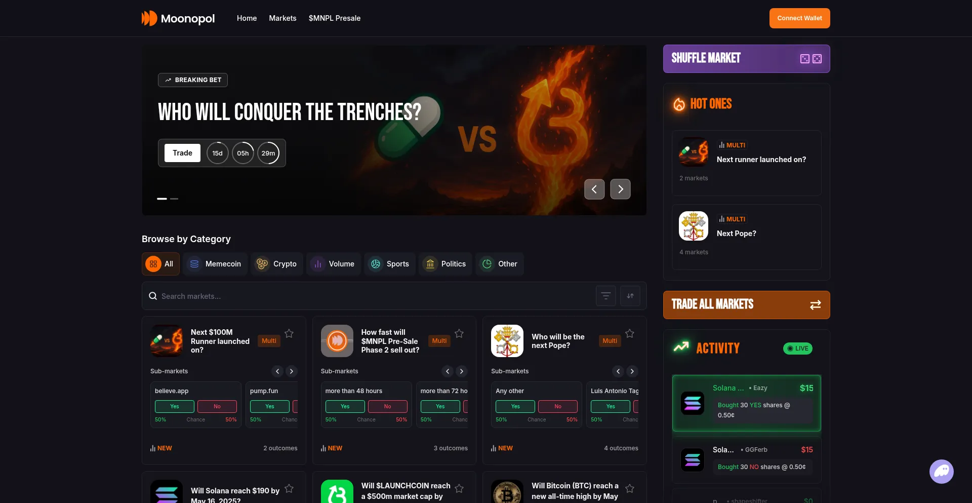 Website screenshot of Moonopol.com
