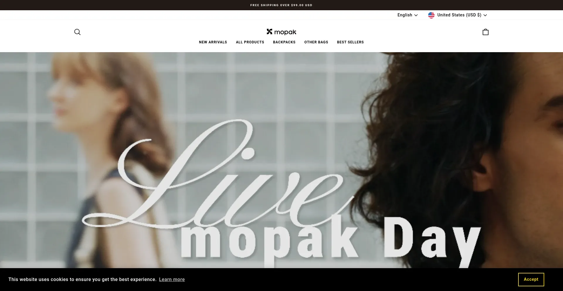 Website screenshot of Mopak.com
