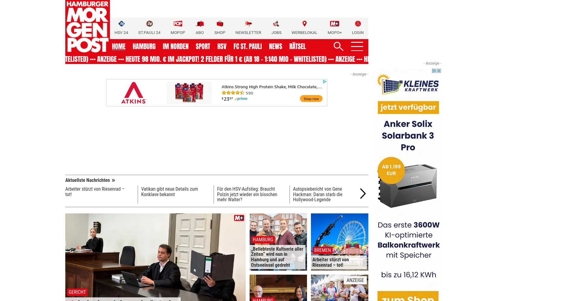 Website screenshot of Mopo.de