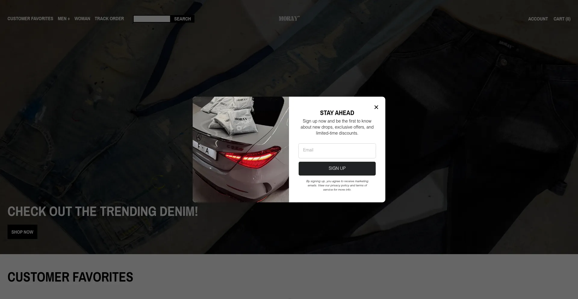 Website screenshot of Moray.store