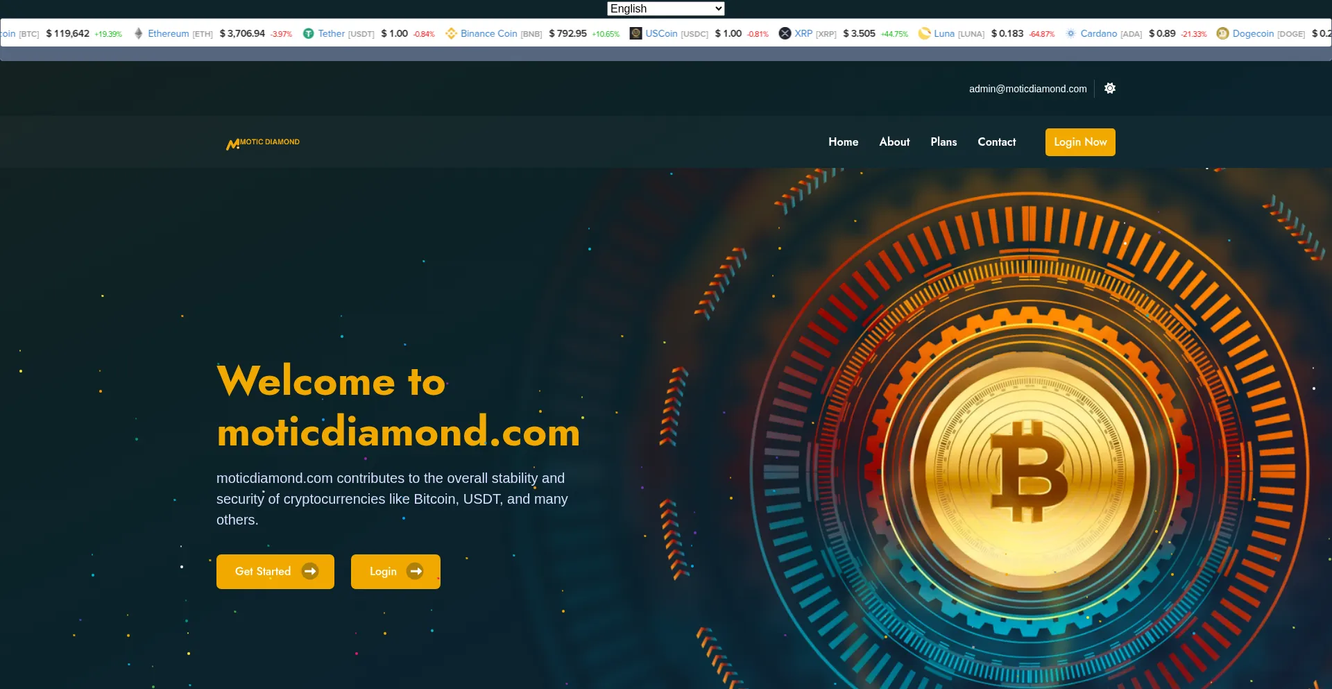 Website screenshot of Moticdiamond.com