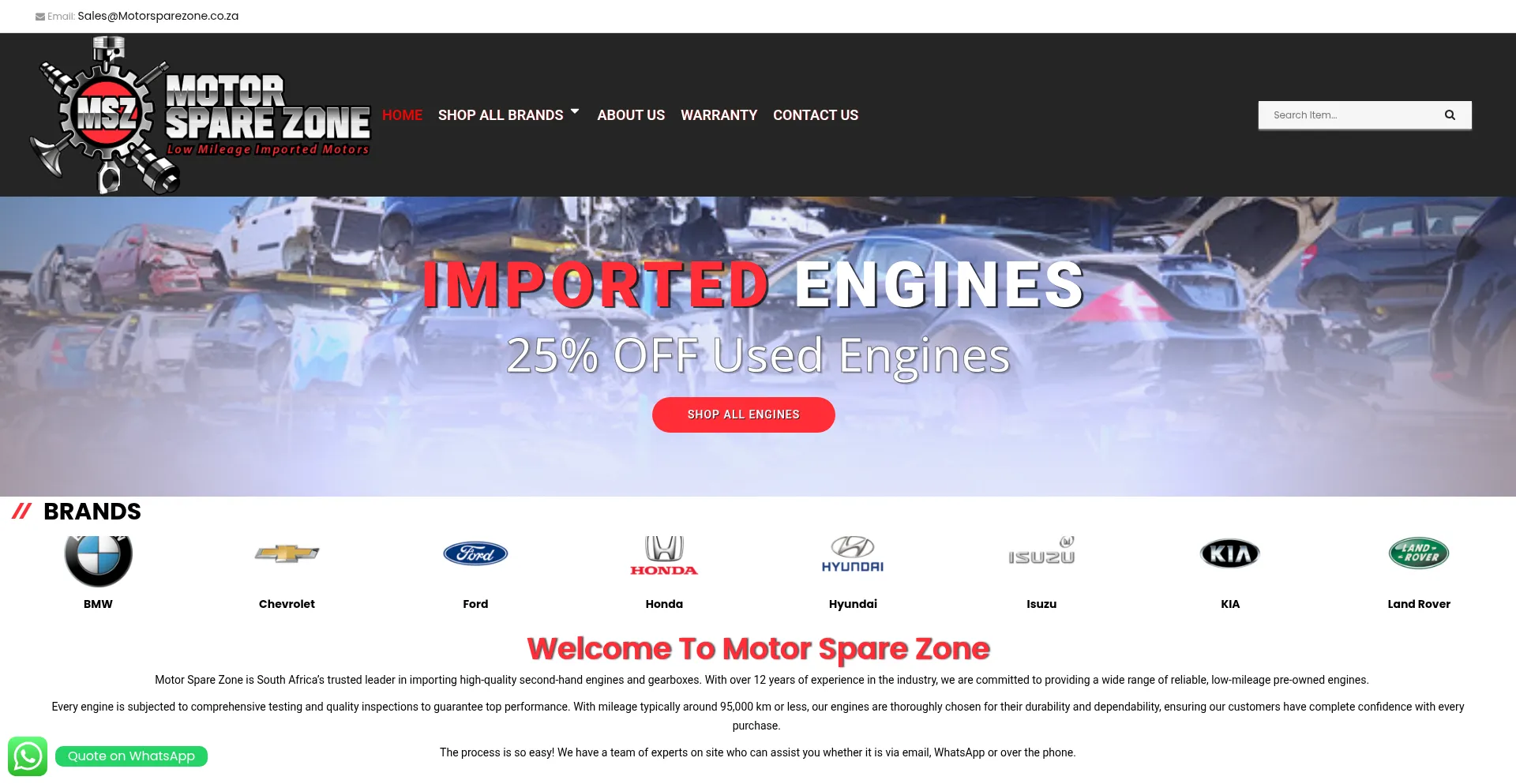 Motorsparezone.co.za Screenshot