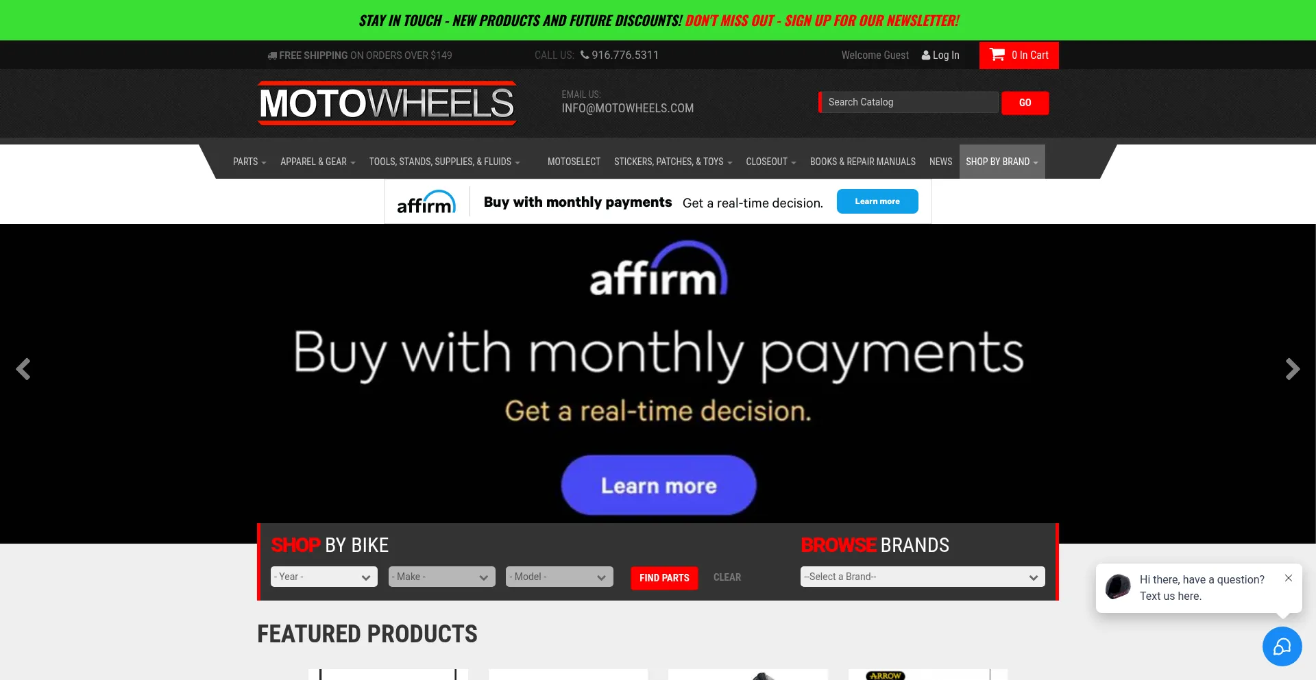 Website screenshot of Motowheels.com