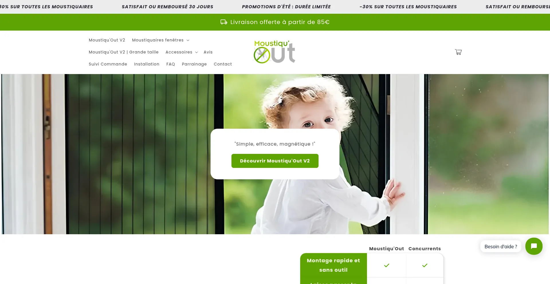 Website screenshot of Moustiquout.com