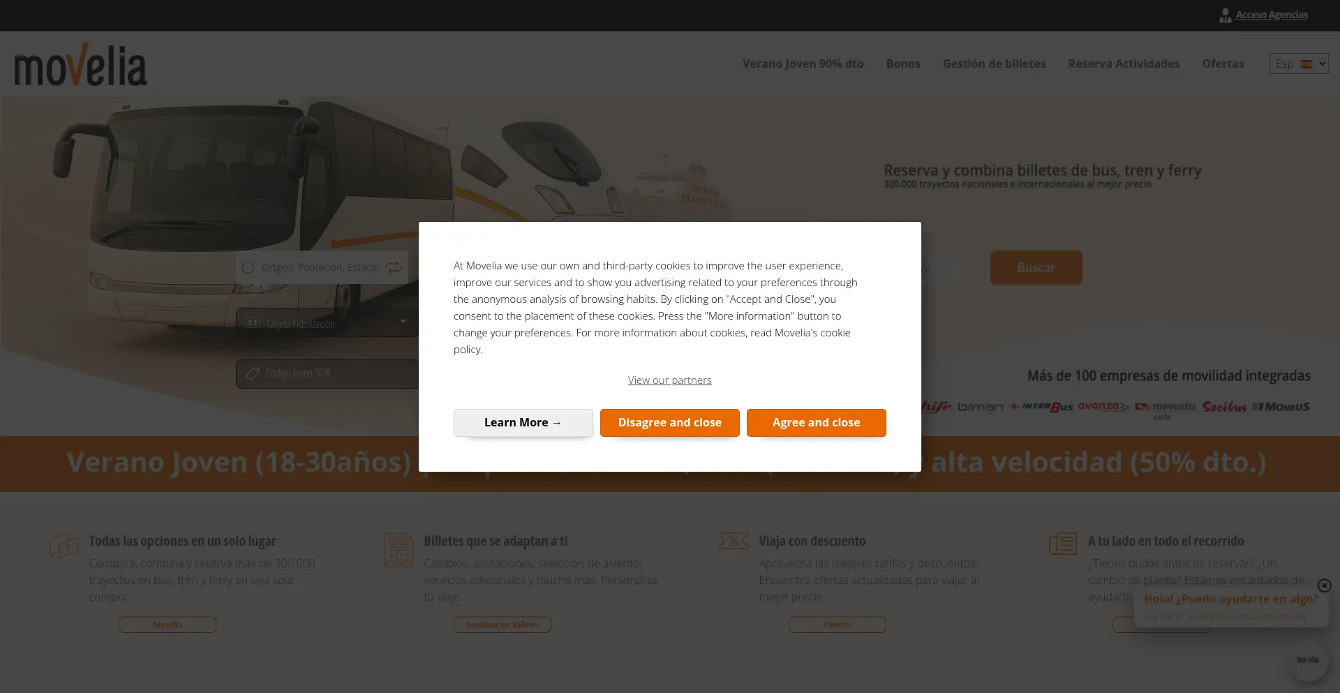 Website screenshot of Movelia.es