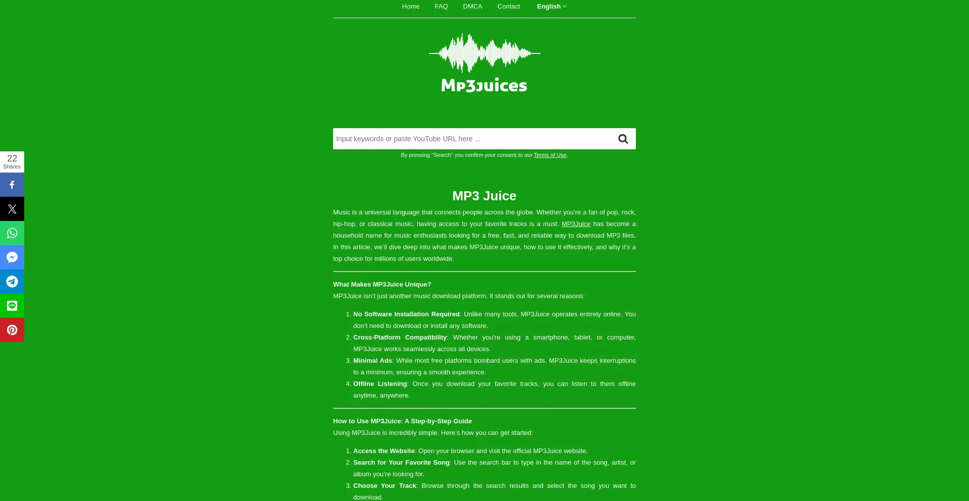 Website screenshot of Mp3juice.bid