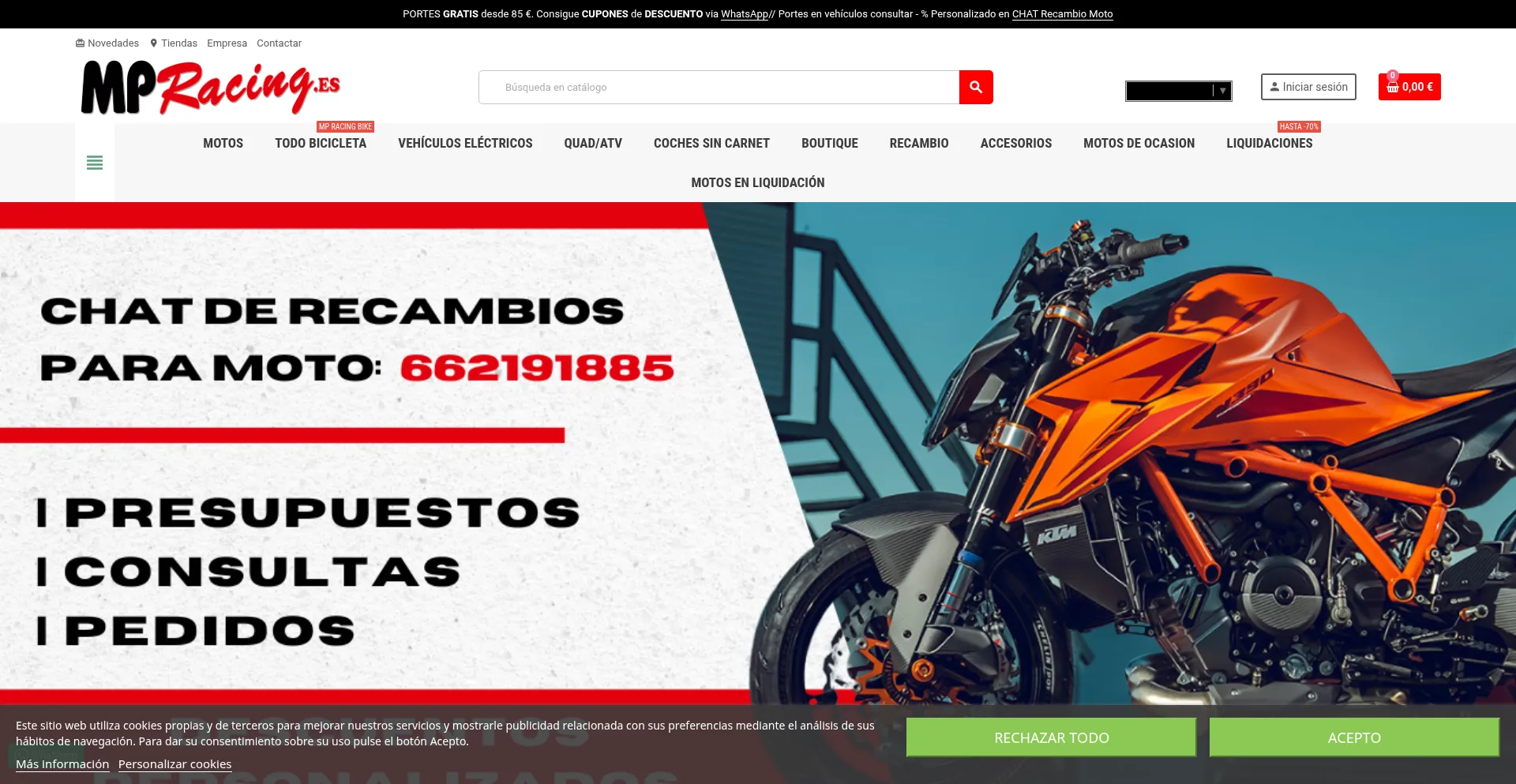 Website screenshot of Mpracing.es