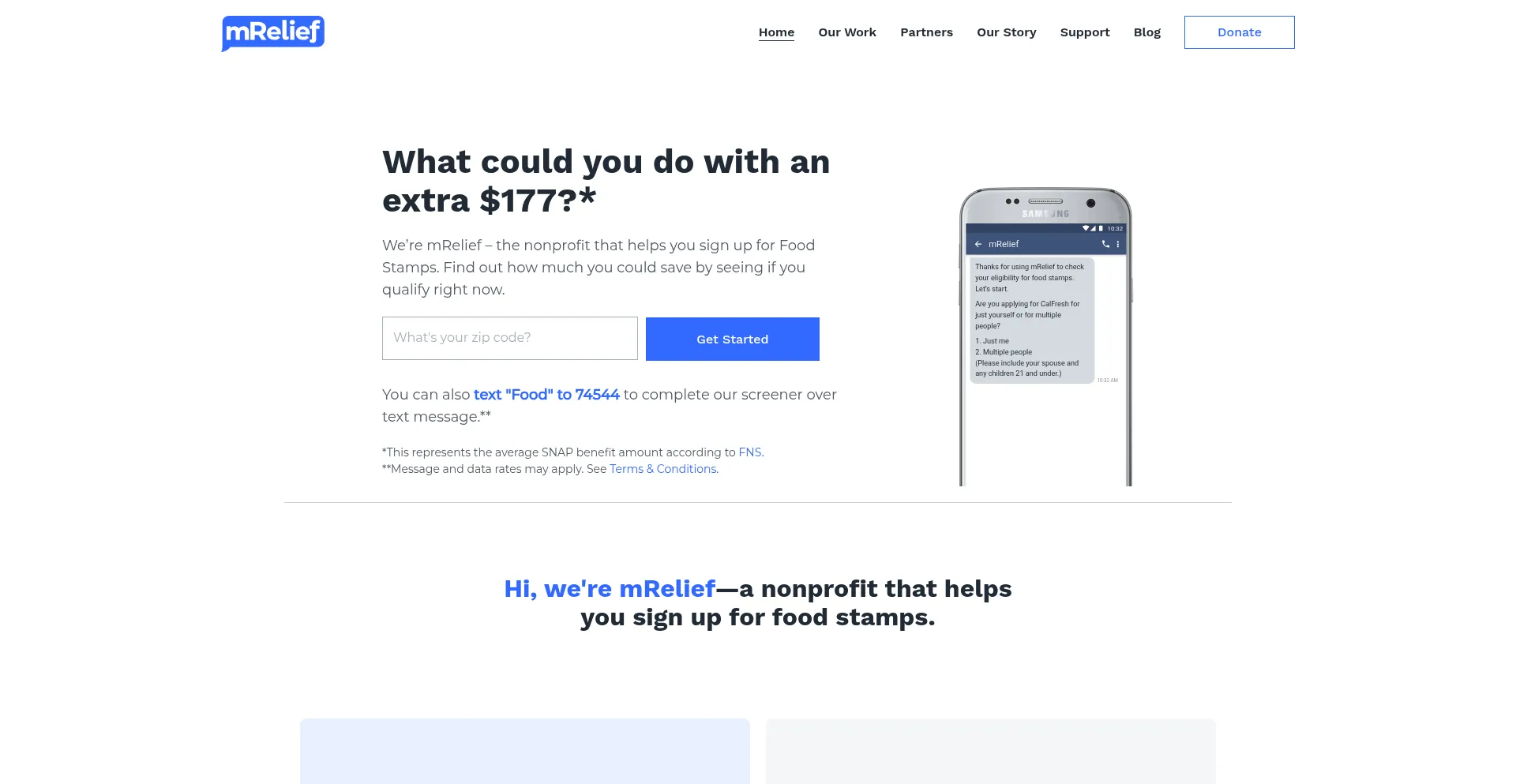 Website screenshot of Mrelief.com