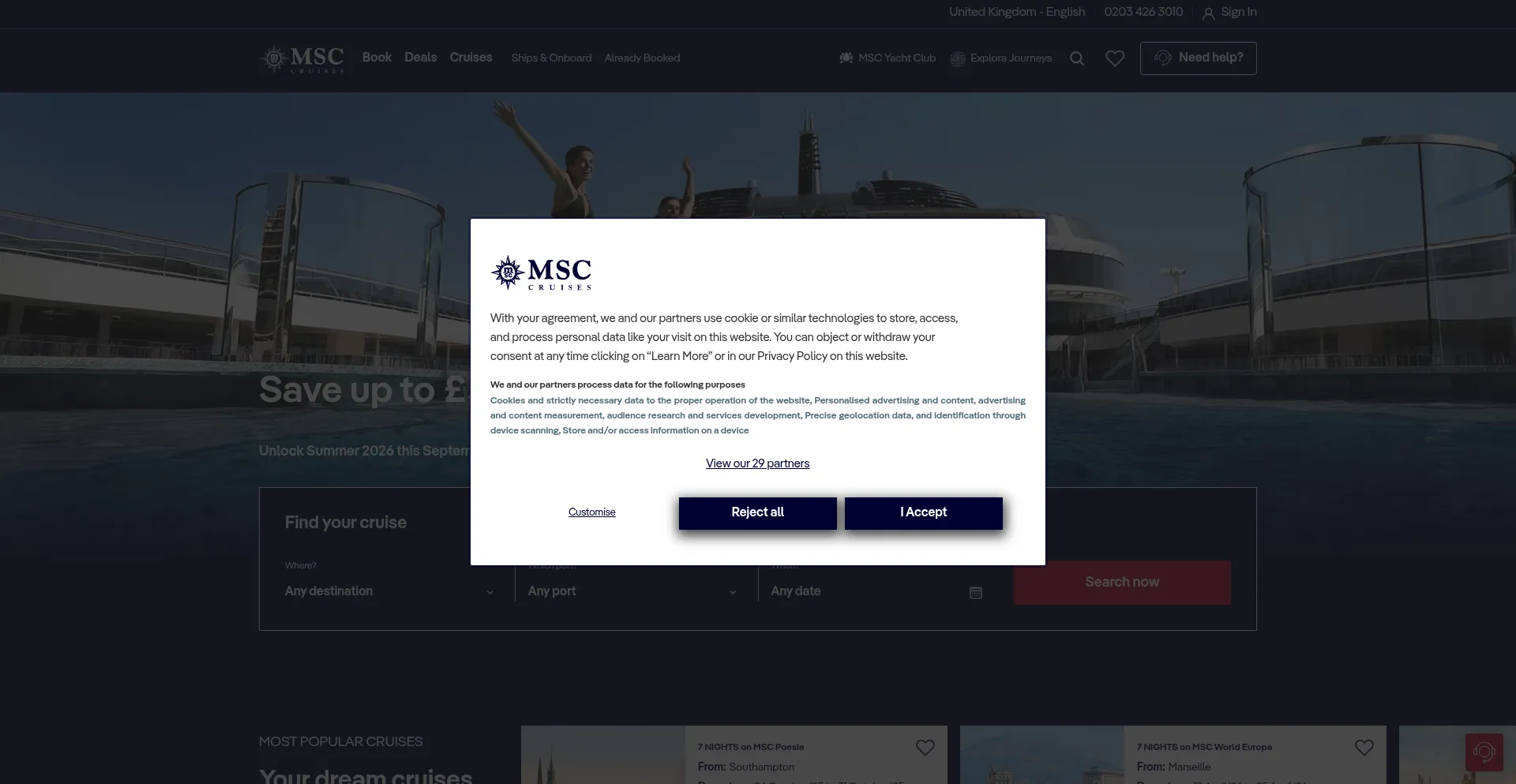 Msccruises.co.uk Screenshot