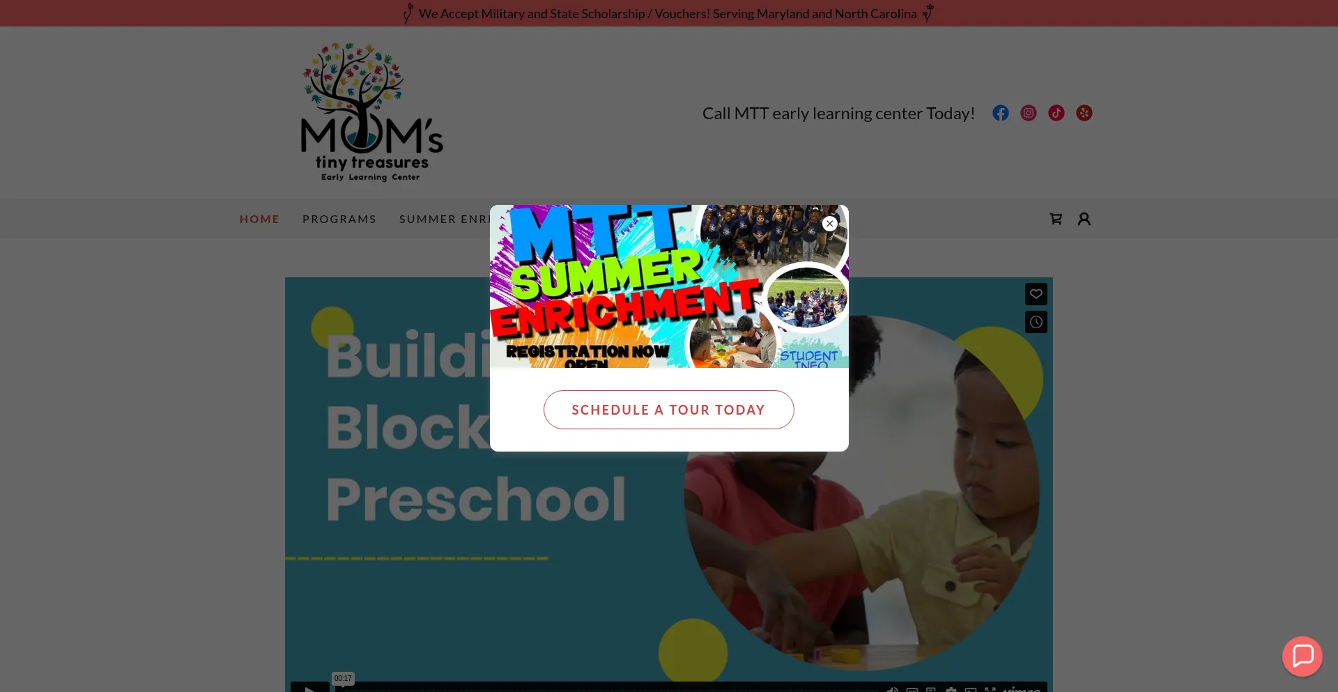 Website screenshot of Mttearlylearningcenter.com