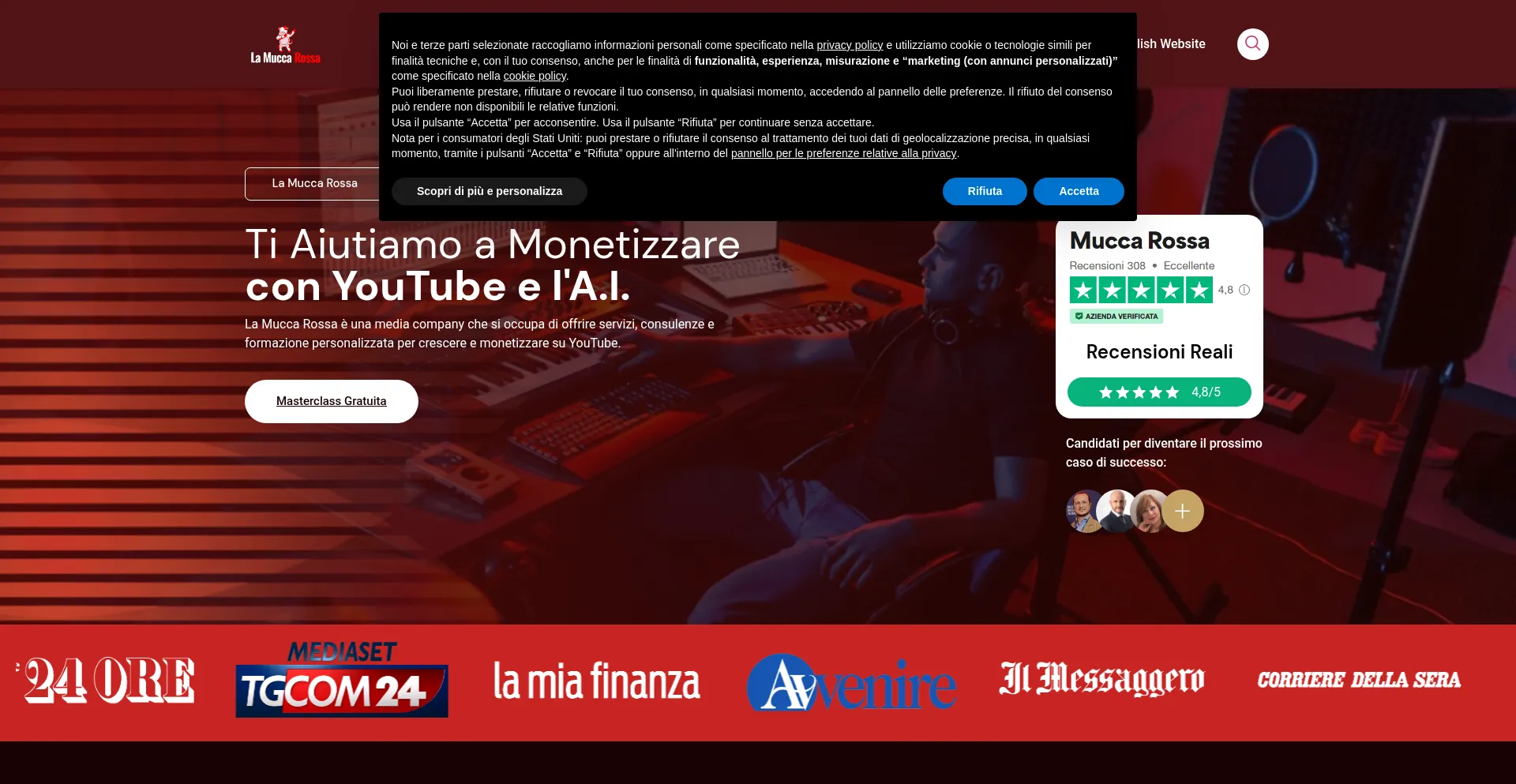 Website screenshot of Muccarossa.com