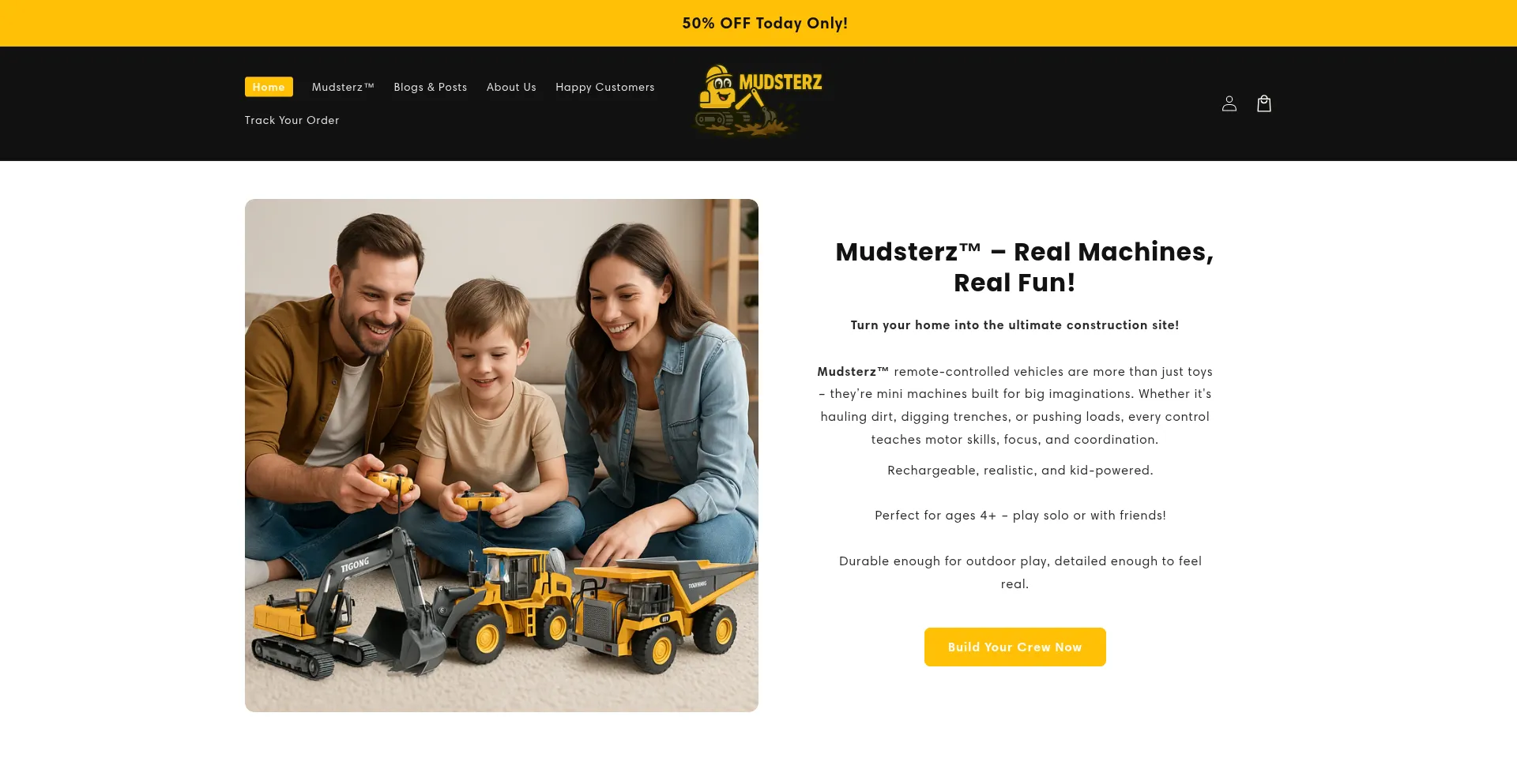 Website screenshot of Mudsterz.com